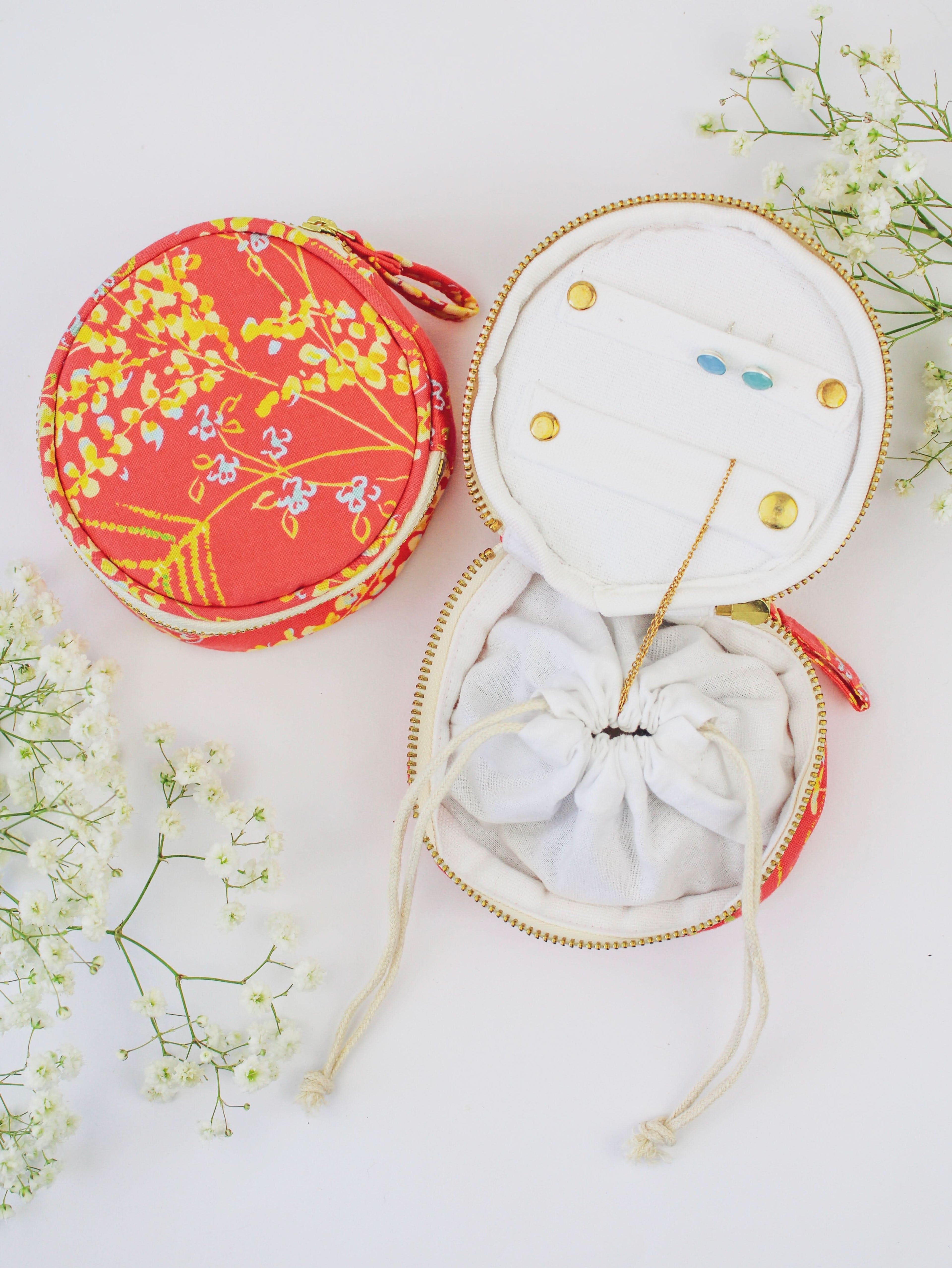 Coral Meadow Flowers Jewelry Pouch - My American Goods