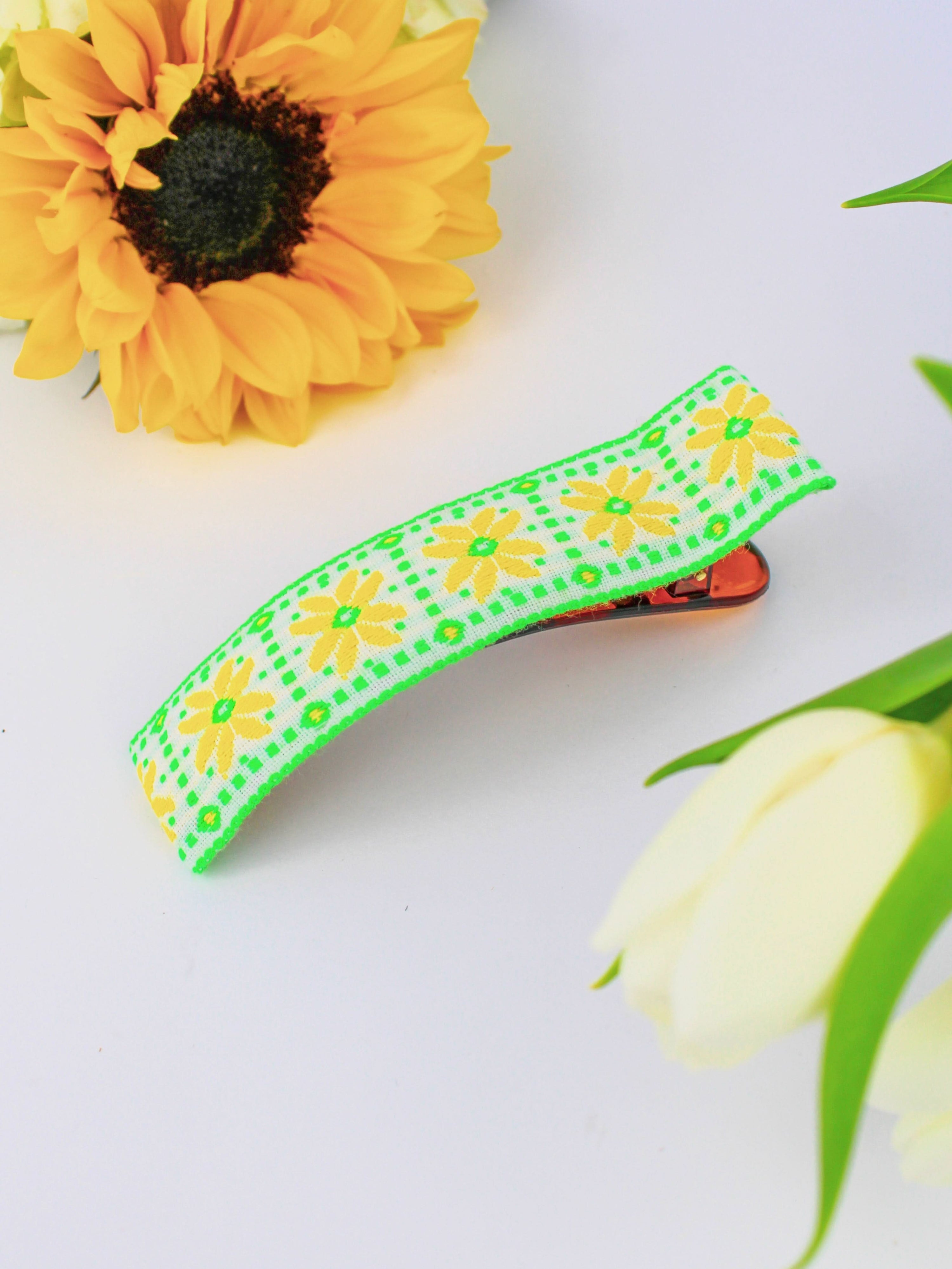 Ash & Rose Hair Clip Electric Floral Vintage Ribbon Hair Clip
