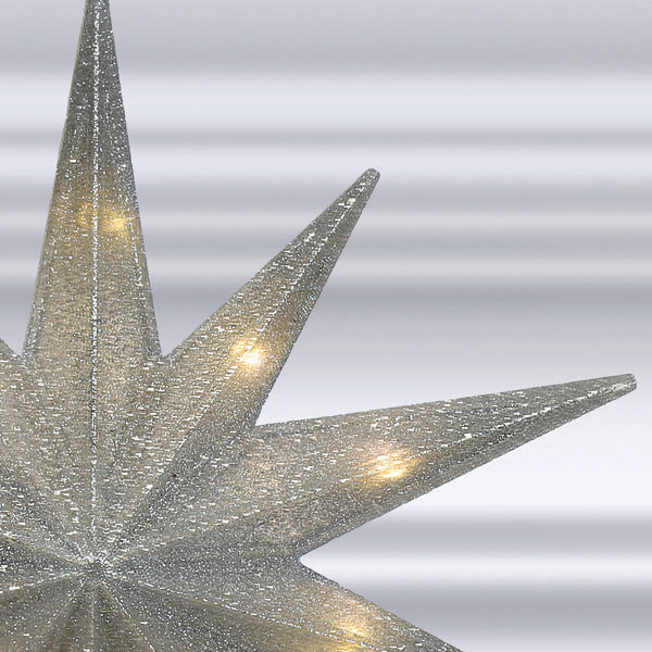 12" Lit Silver Glitter Star Tree Topper - My American Goods