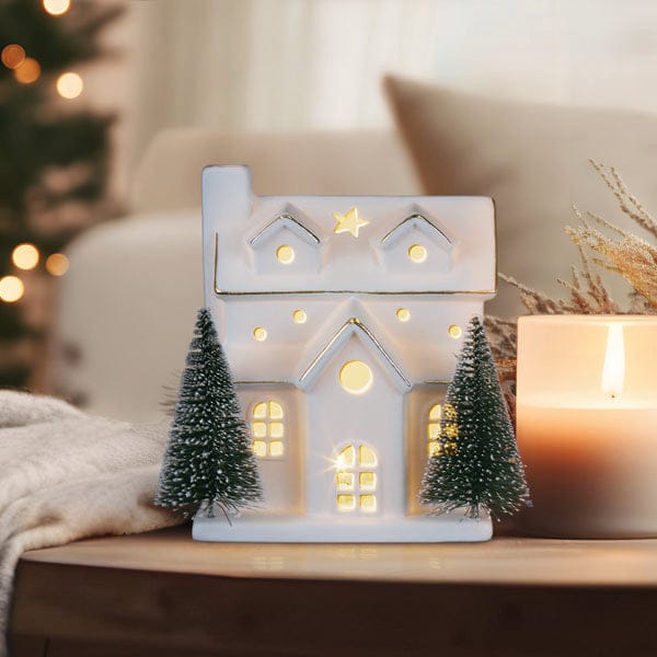 Old World Christmas 6 X 4.5 X 5.75 / 50606 Lit Ceramic House With Trees