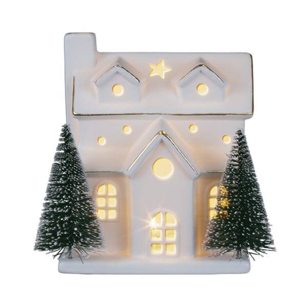 Lit Ceramic House With Trees - My American Goods