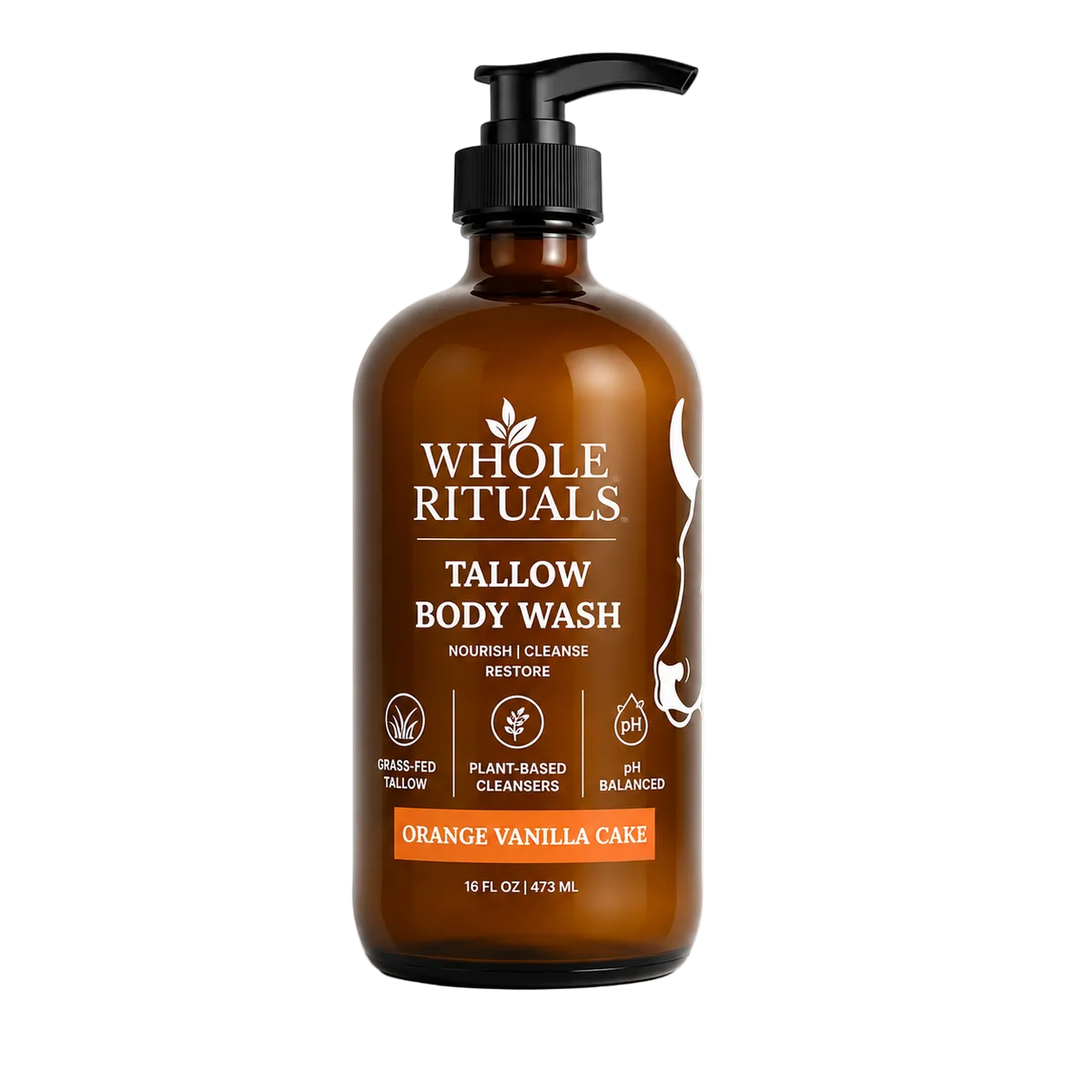 Orange Vanilla Cake Tallow Body Wash – 16 oz