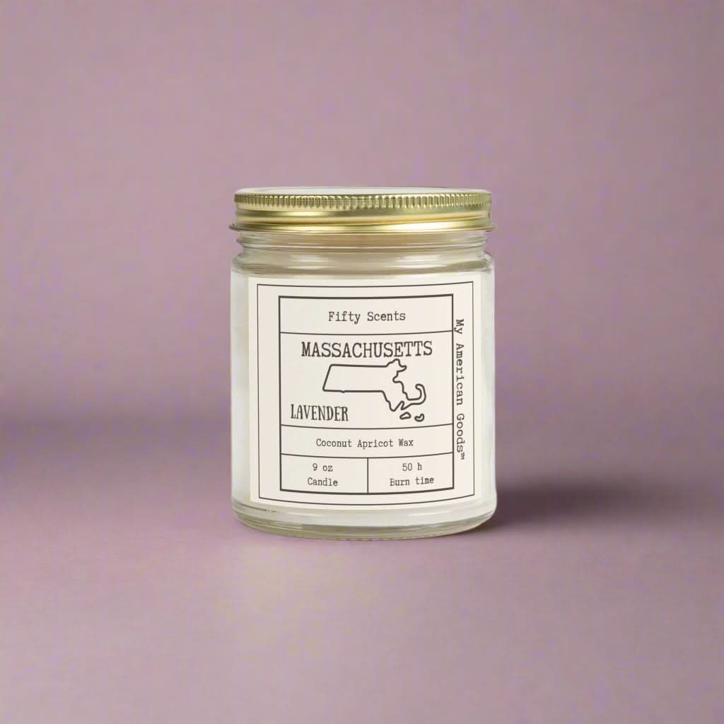 Massachusetts - Lavender Scented Candle - Coconut Apricot Wax - My American Goods