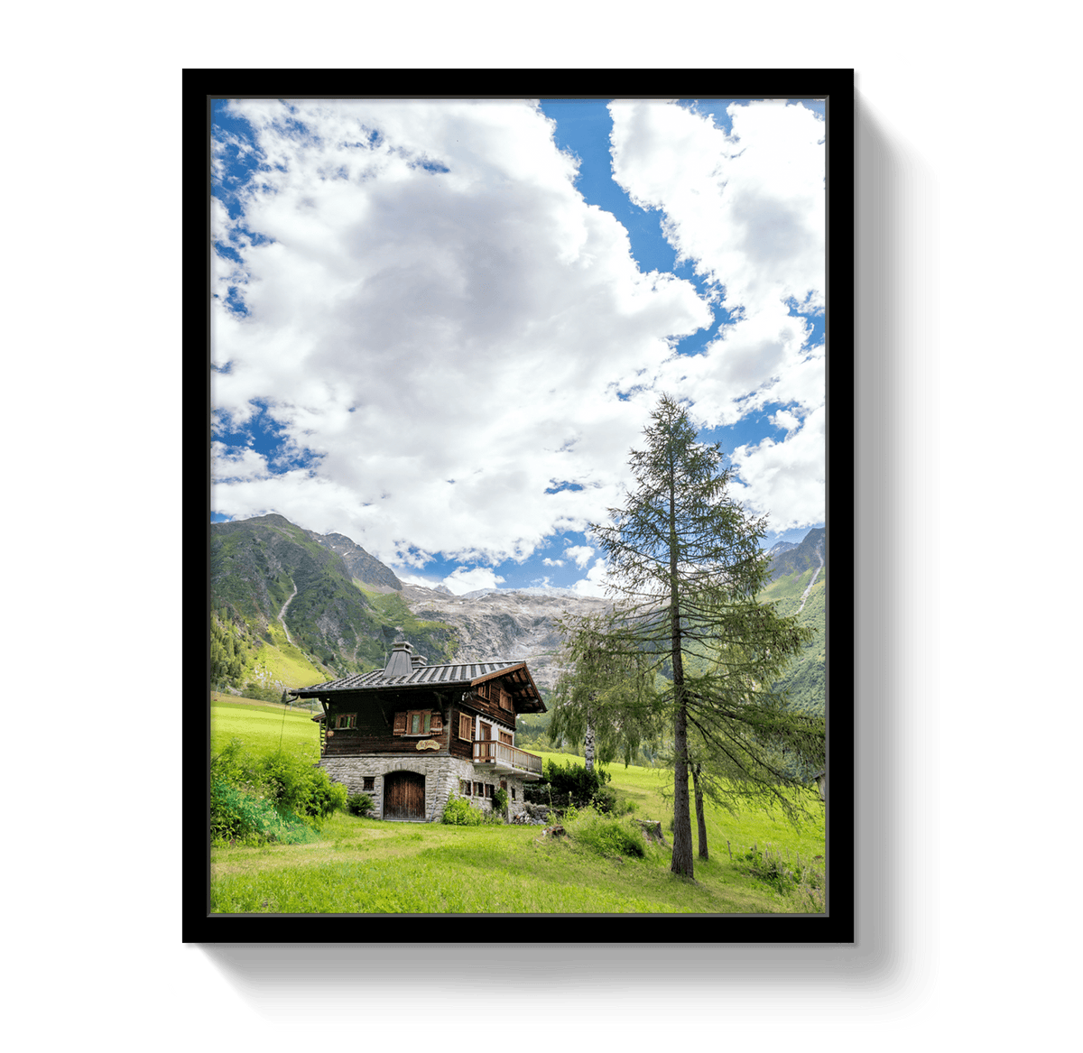 Johnny Vacay Black / 11x14 / Full Bleed Chalet Chamonix