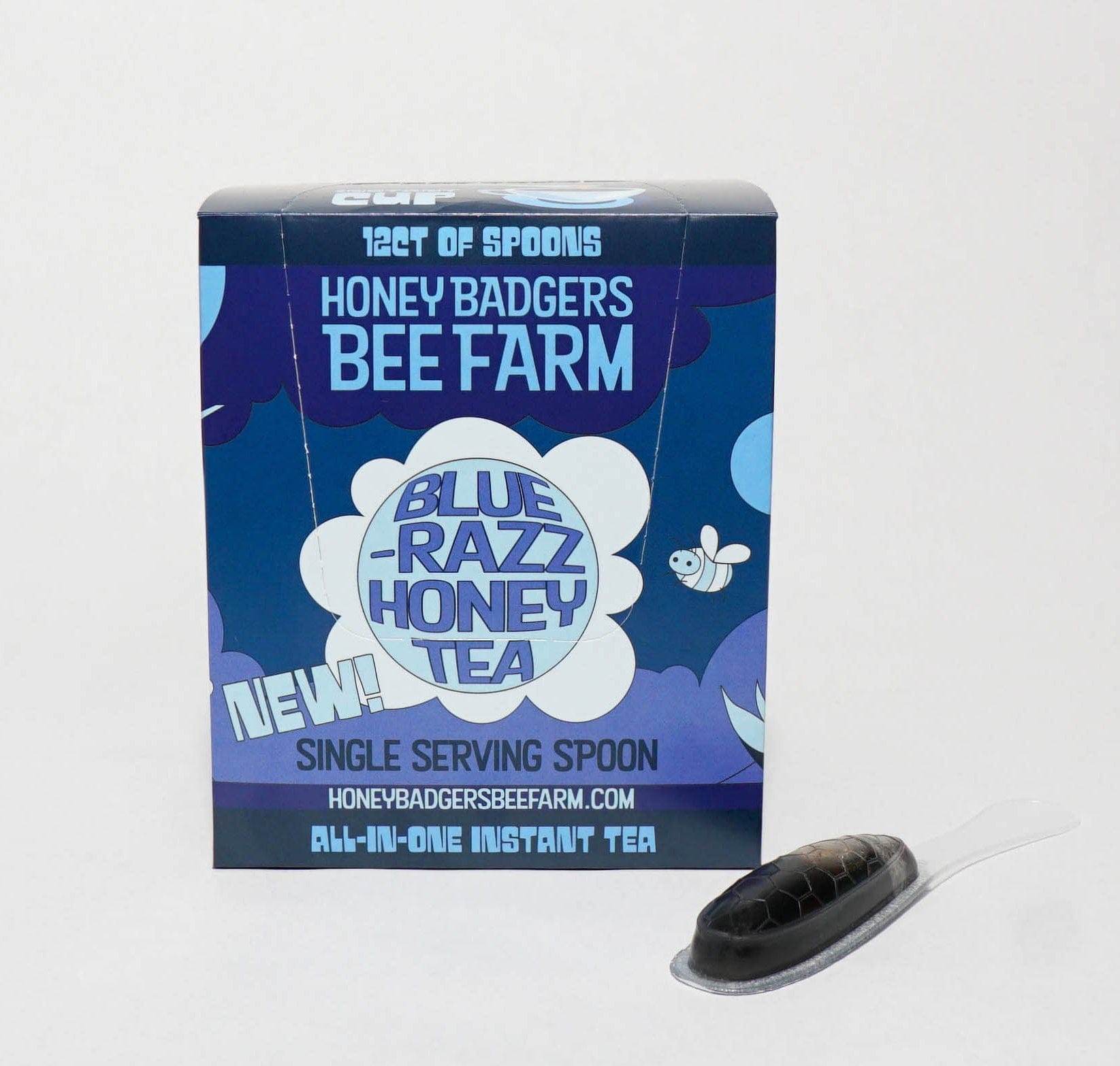 Honey Badgers Bee Farm All natural Tea Badgers Honey Spoon /Blue Razz Honey Tea