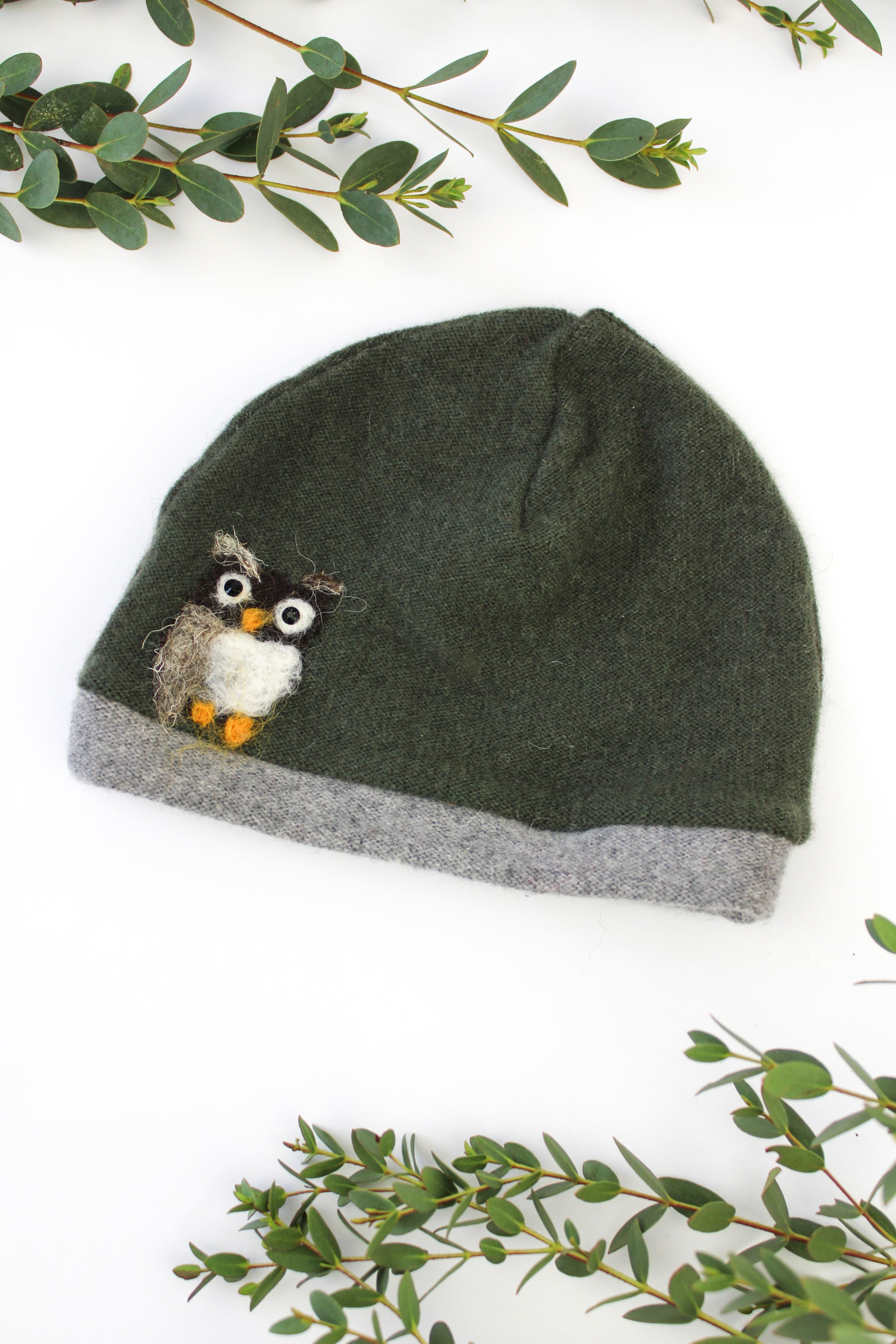 Ash & Rose hat Gray Owl Cashmere Hat - Baby