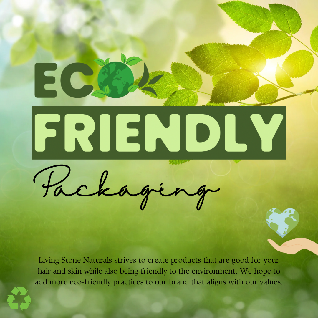 Eco-friendly packaging with green leaves and a hand holding a bottle, promoting sustainable practices.