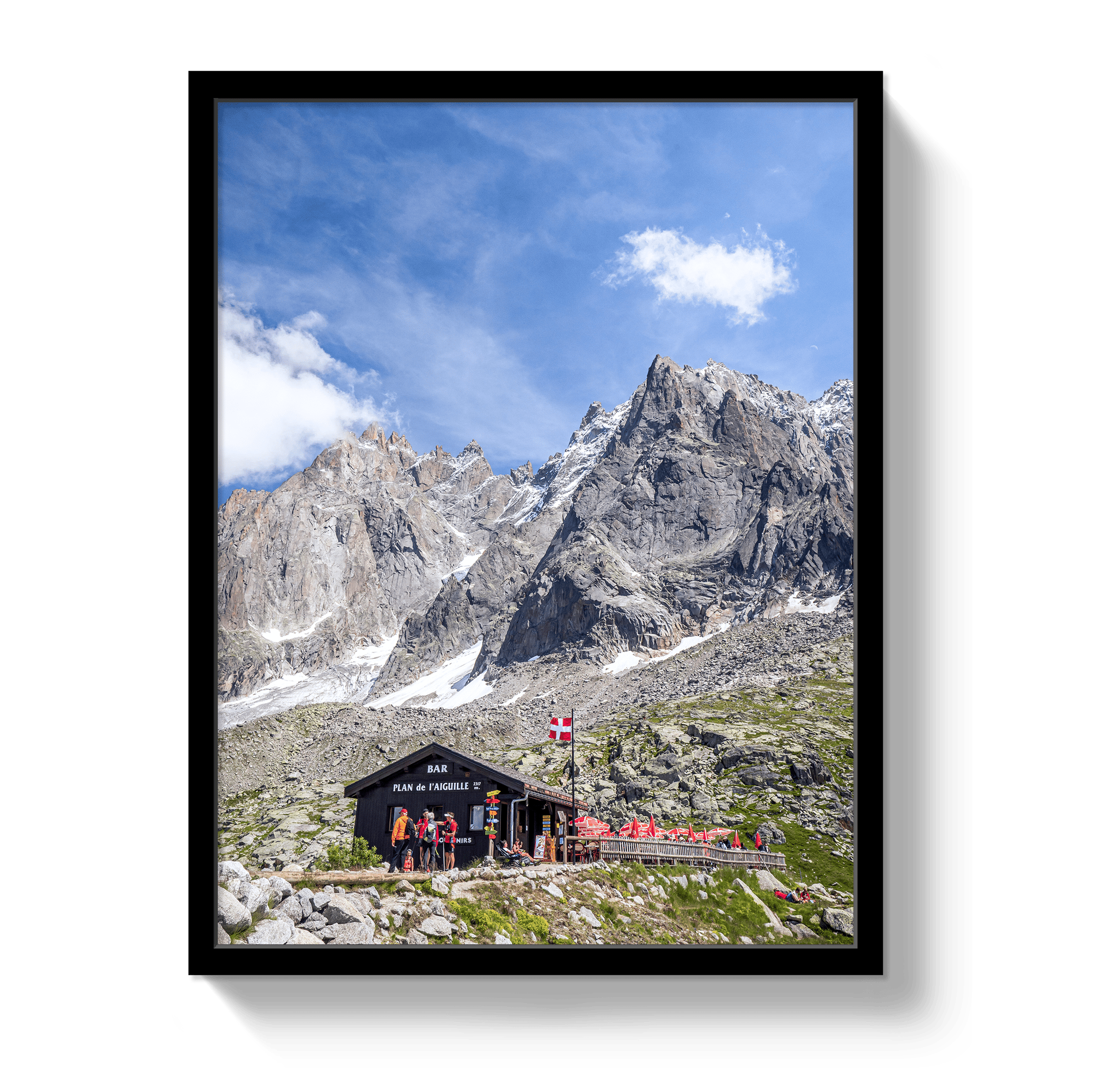 Johnny Vacay Black / 11x14 / Full Bleed Chamonix Mountain Bar