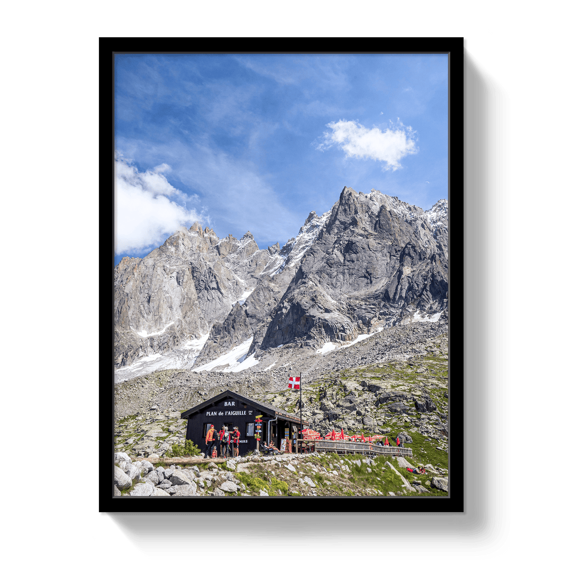 Johnny Vacay Black / 11x14 / Full Bleed Chamonix Mountain Bar