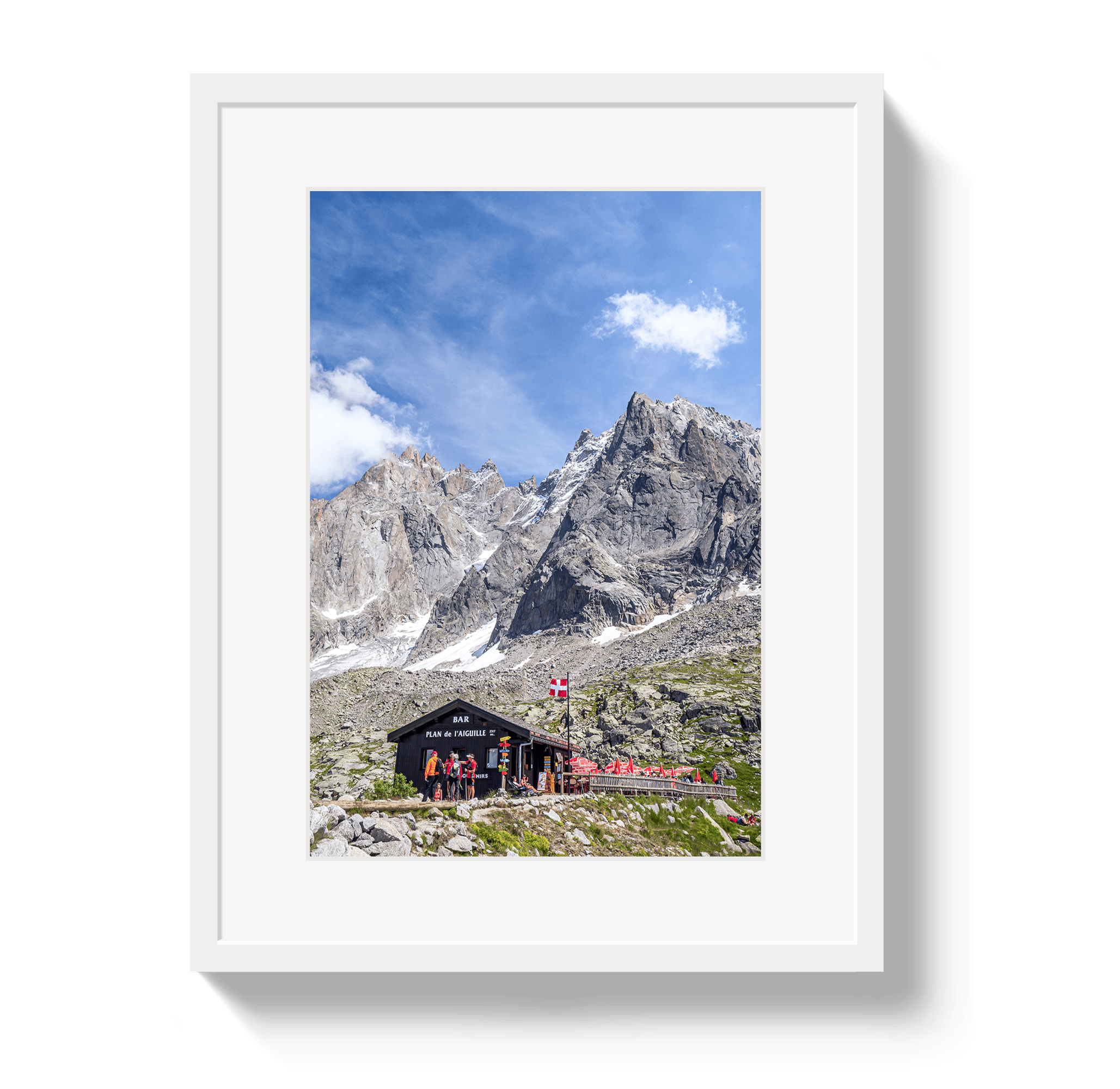 Johnny Vacay White / 11x14 / Matte Chamonix Mountain Bar