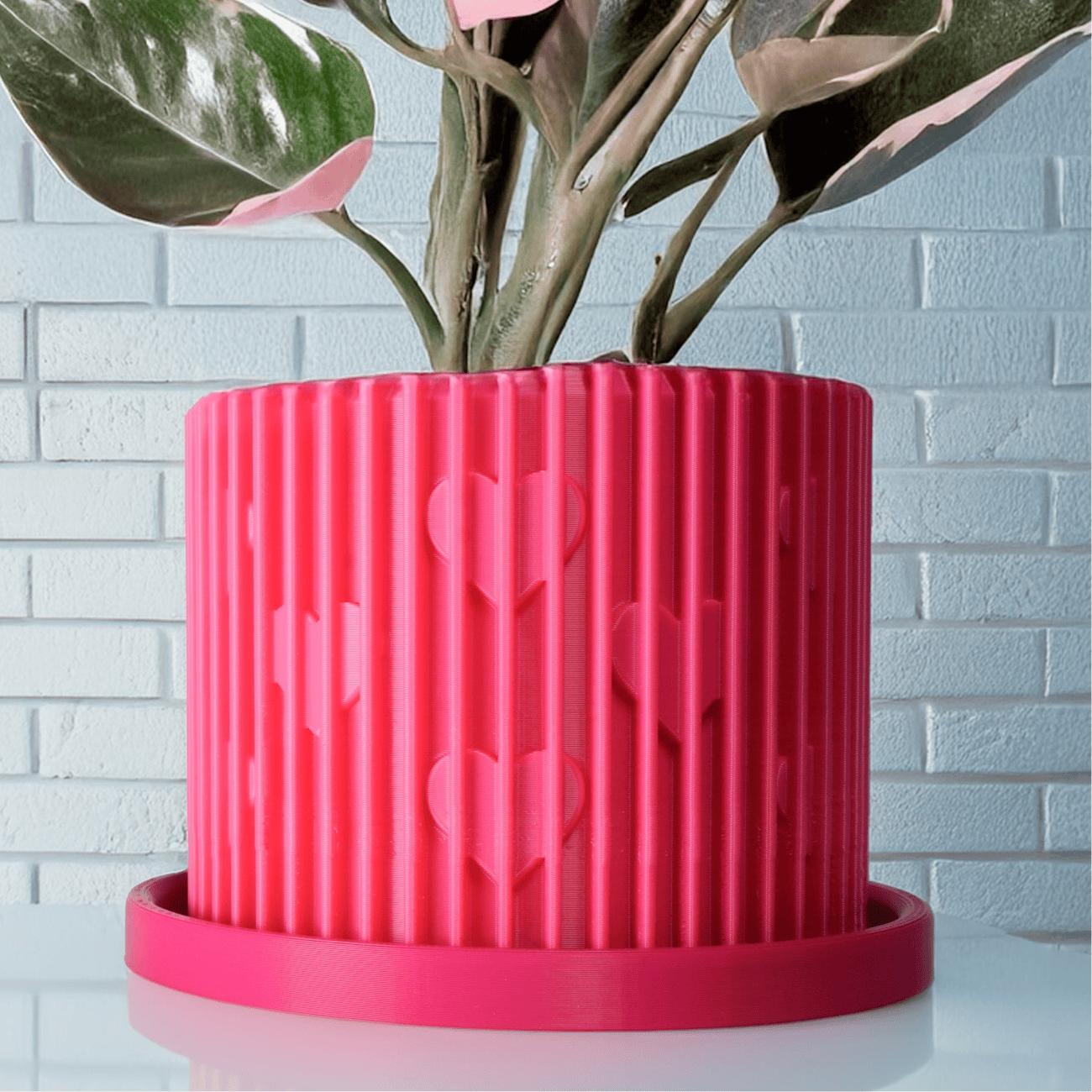 Modern Heart-Shaped Planter with Drainage & Saucer – Unique Valentine’s Day Gift for Plant Lovers, 3d Printed Planter Home Hosting Decor, - My American Goods