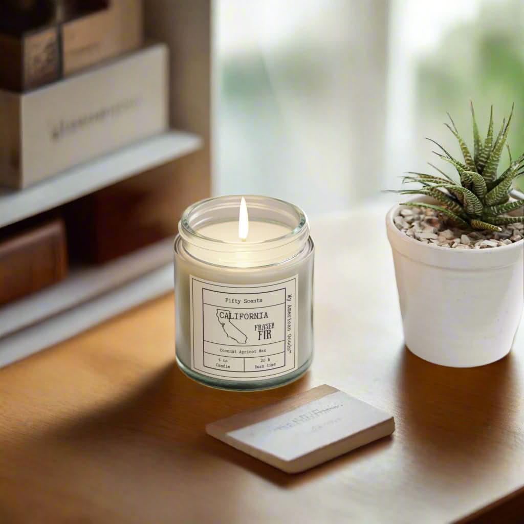 California Frasier Fir Scented Candle - Coconut Apricot Wax - My American Goods
