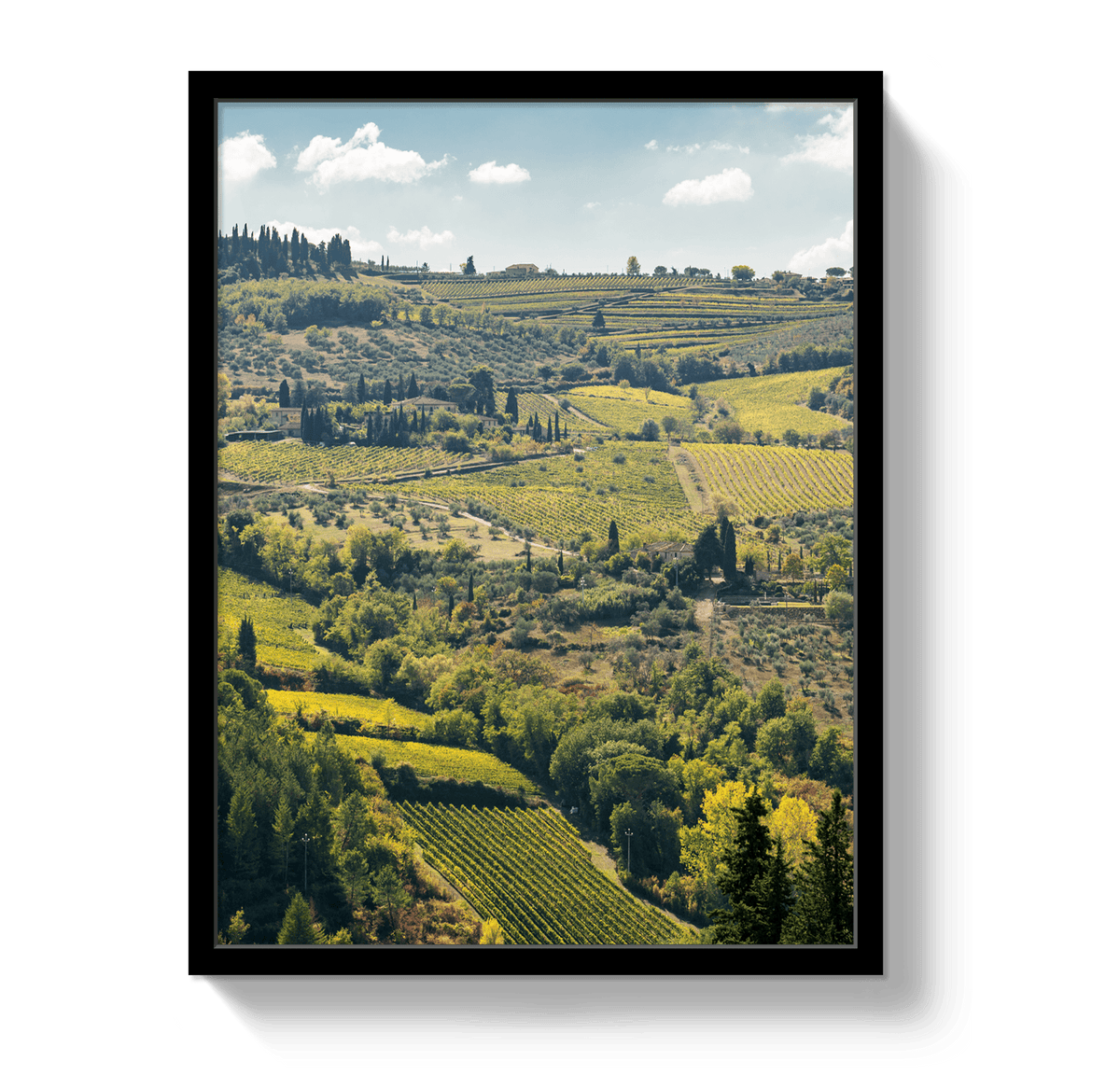 Johnny Vacay Black / 11x14 / Full Bleed Tuscan Hills
