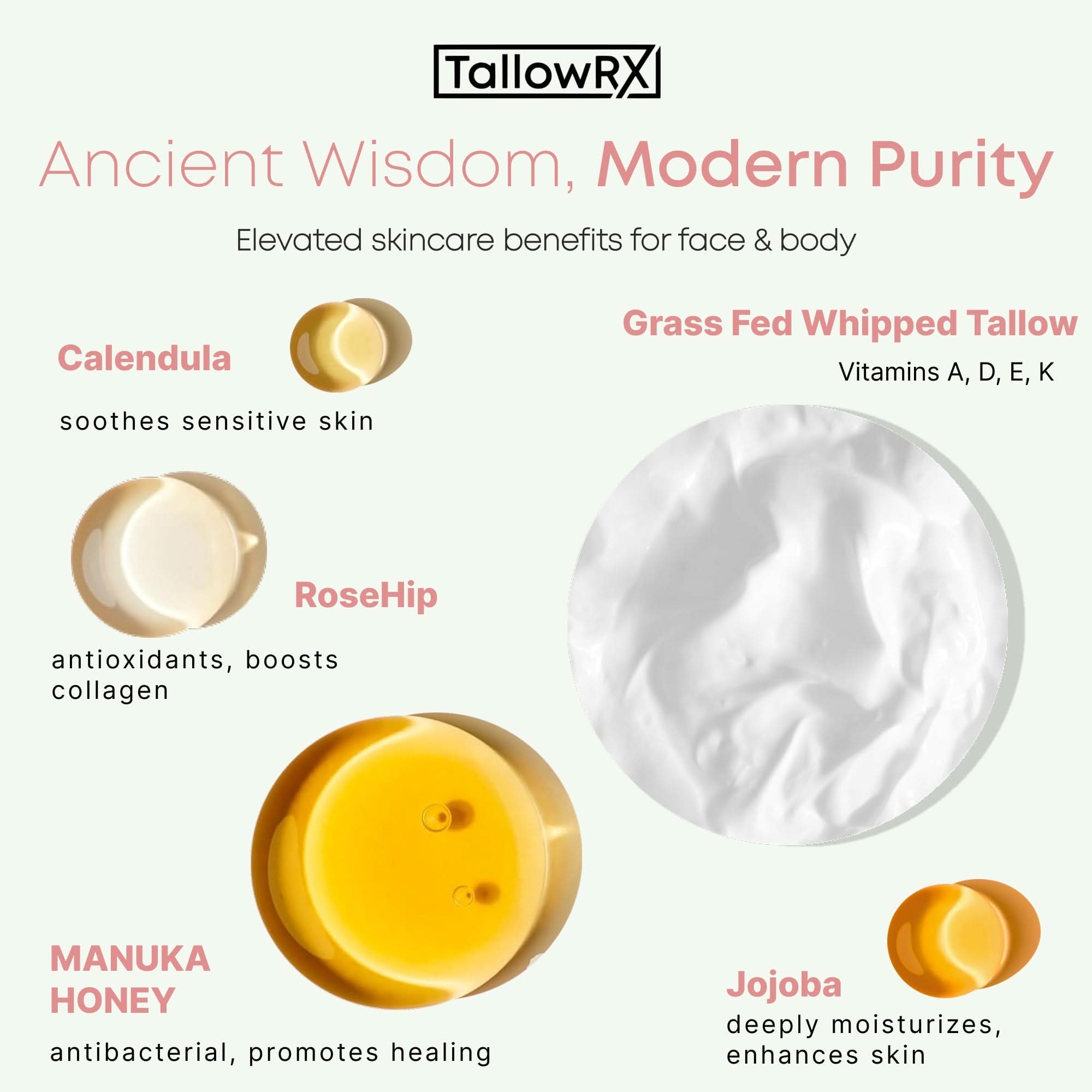 Whipped Tallow Honey Cream for Face | 4 oz - My American Goods
