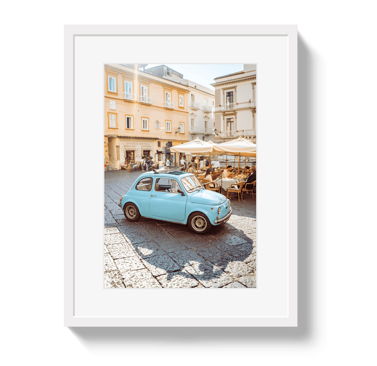 Johnny Vacay White / 11x14 / Border Piazza Parking