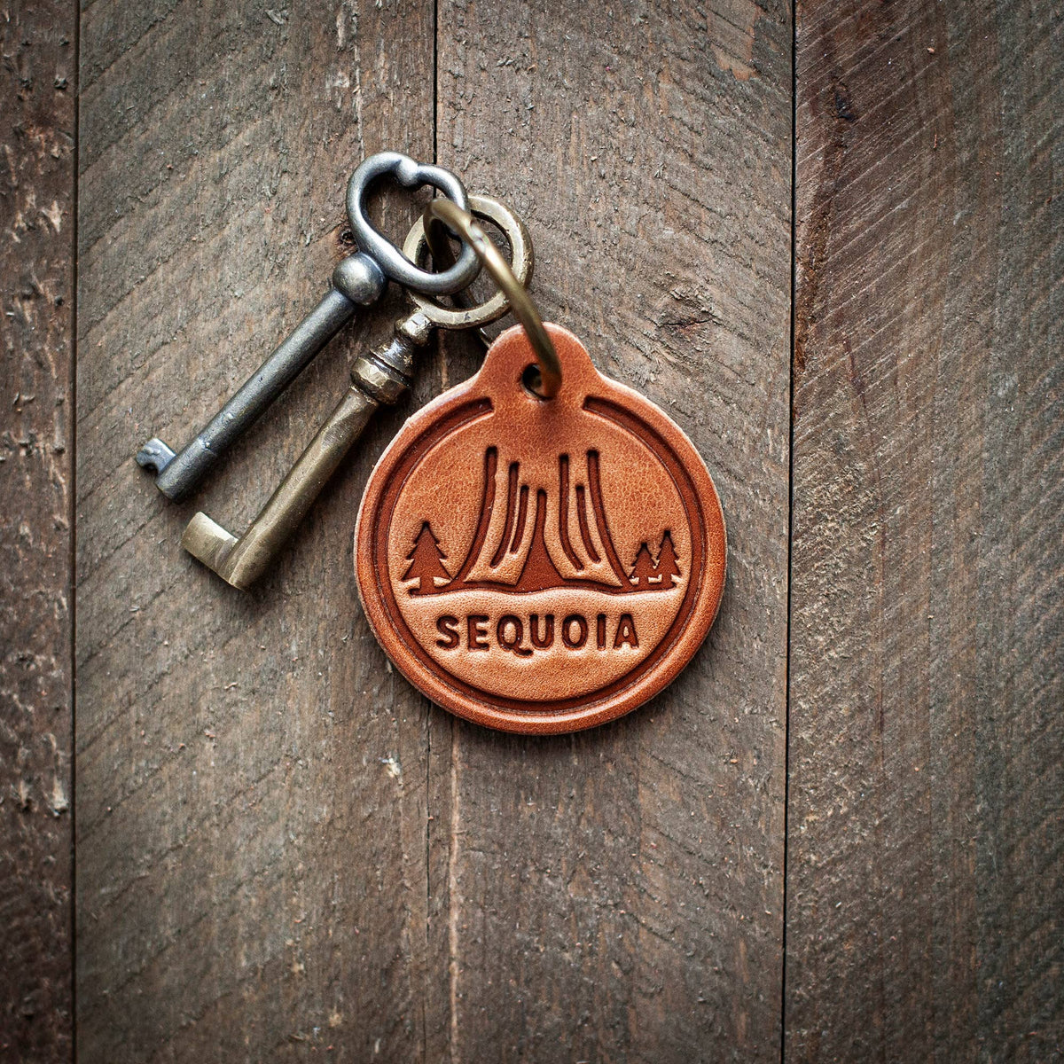 Sequoia National Park Leather Keychain Circle