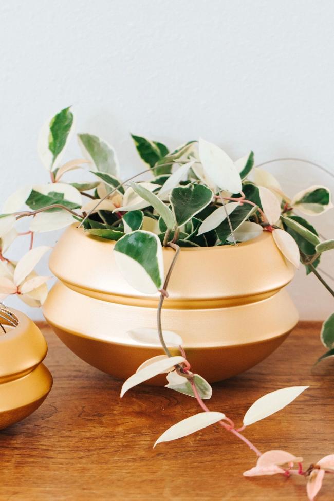 Carter + Rose Gold Tone / Large Hanging Planter