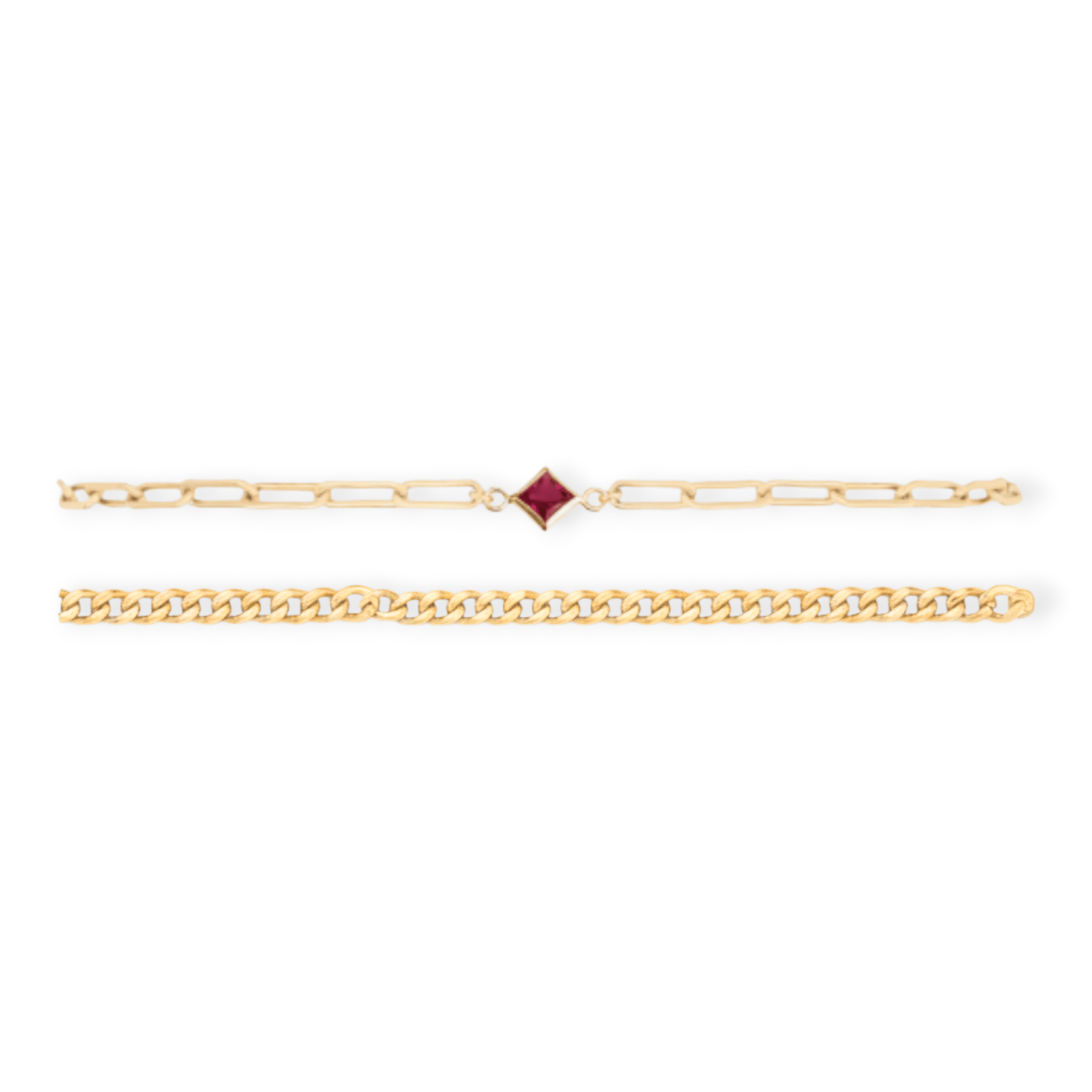 Cuffed by Nano LLC SMALL - 6.5" / January Birthstone + Gabi Curb Bracelet Stack