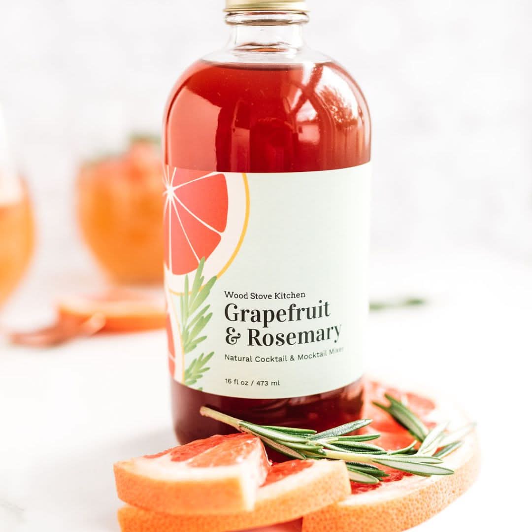 Wood Stove Kitchen Cocktail and Drink Mixers Grapefruit & Rosemary Mixer, 16 fl oz