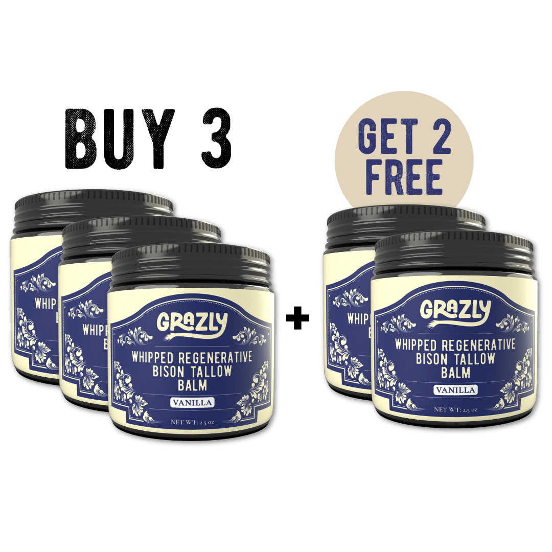 Grazly Vanilla / Buy 3 Get 2 Free Whipped Bison Tallow & Manuka Honey Moisturizing Balm