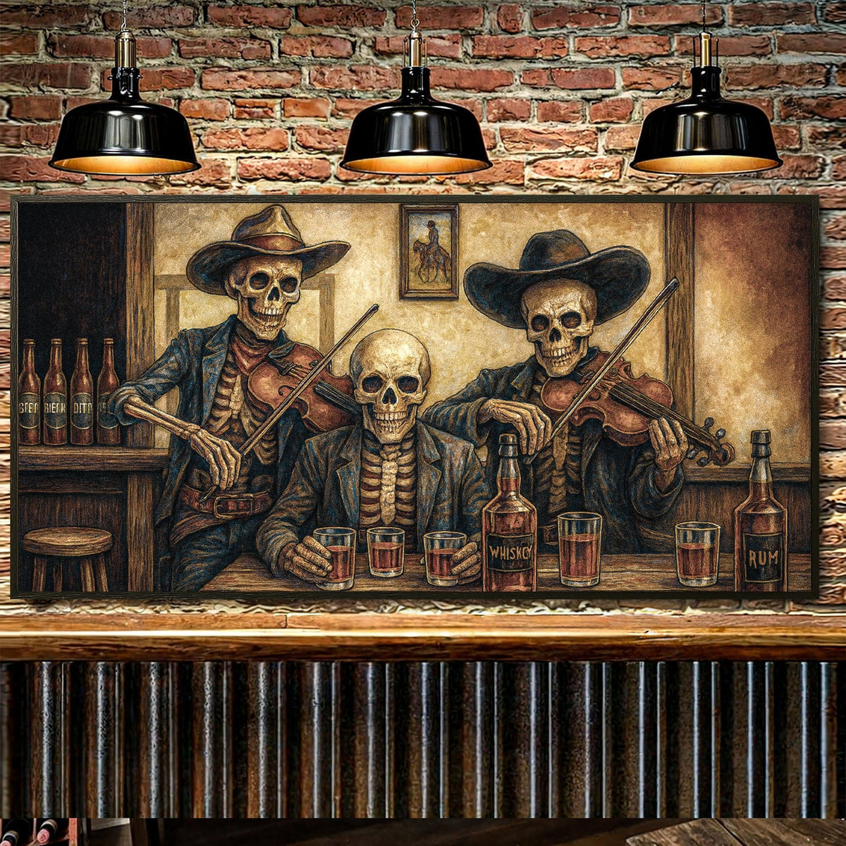 Tailored Canvases Canvas Cowboy Skeletons Western Bar Wall Art