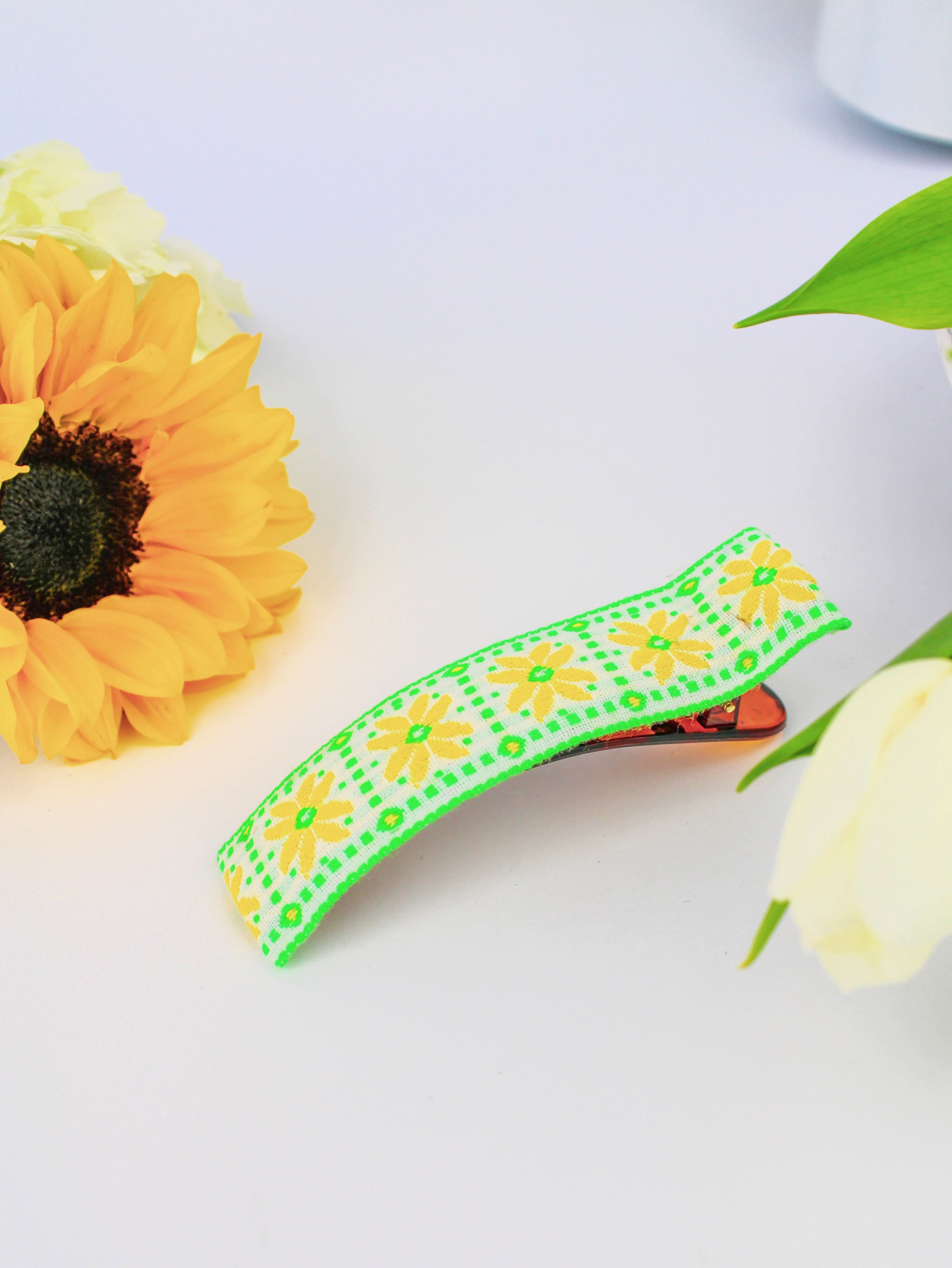 Ash & Rose Hair Clip Electric Floral Vintage Ribbon Hair Clip