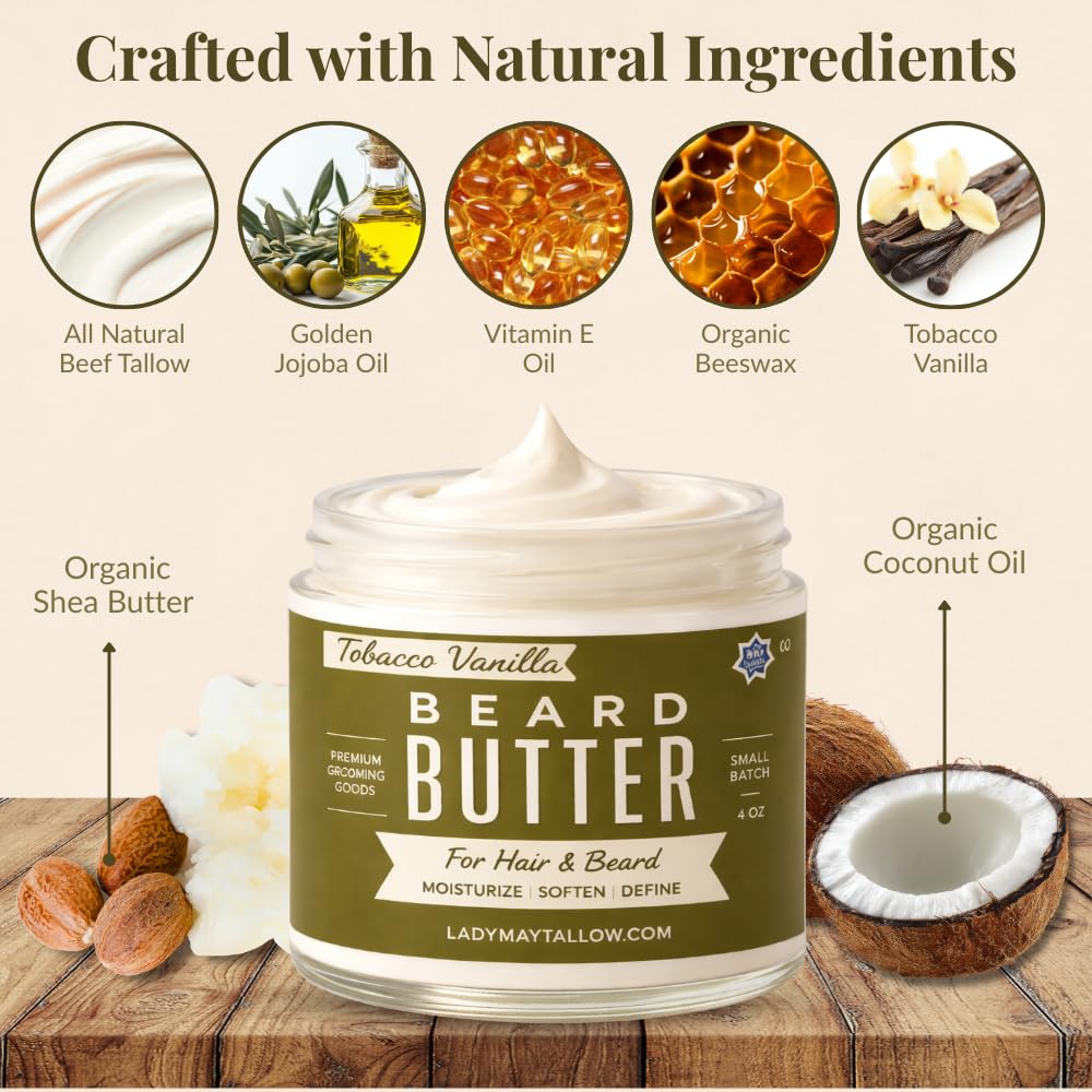Natural Beard Butter for Men Tobacco Vanilla