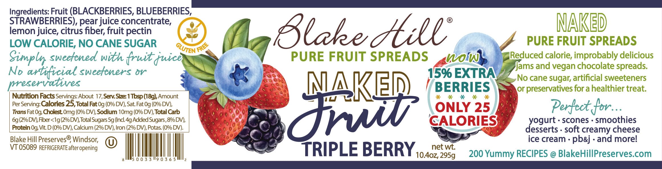 Blake Hill Preserves jam NEW Naked Triple Berry Spread