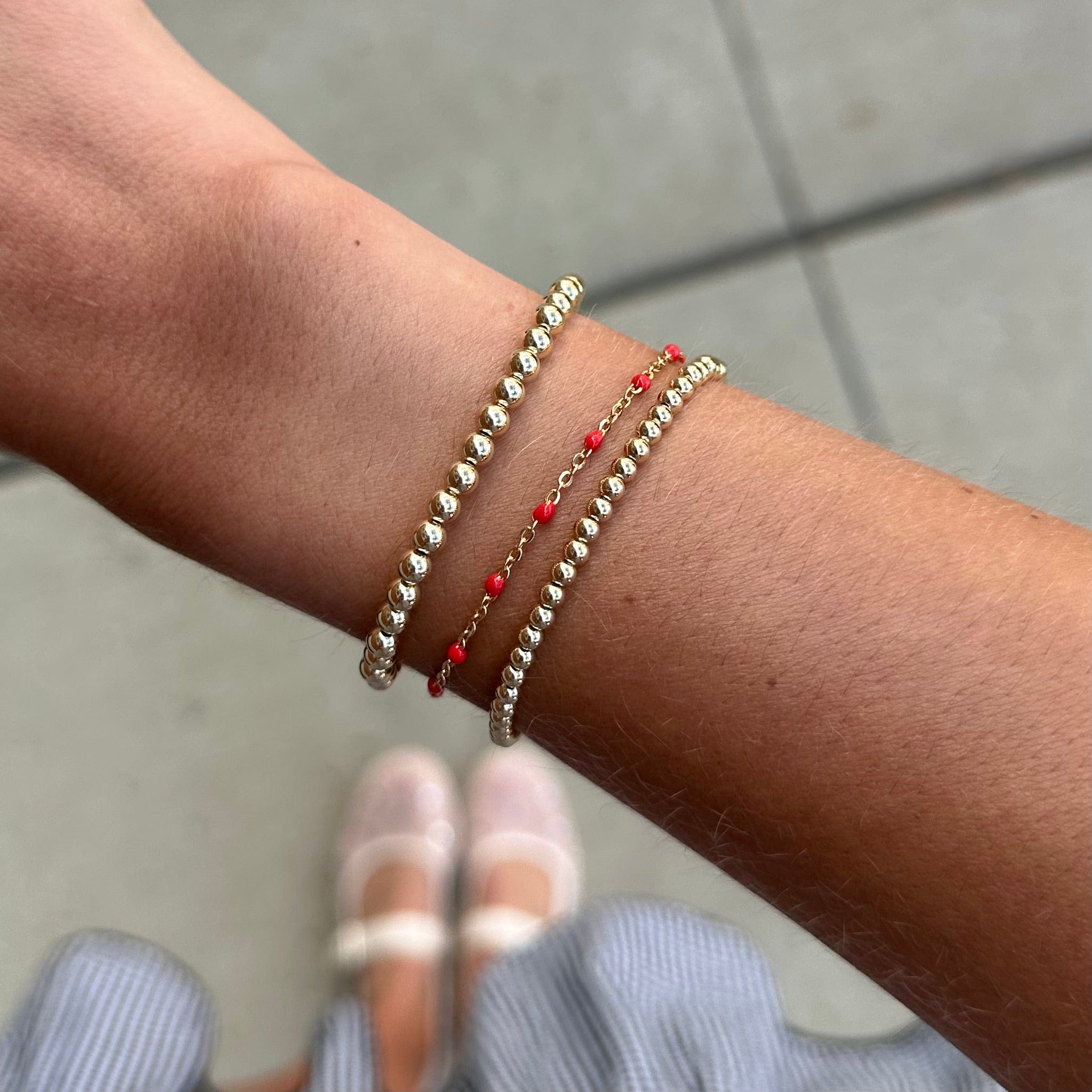 Red Daisy + Juno Bracelet Triple Stack