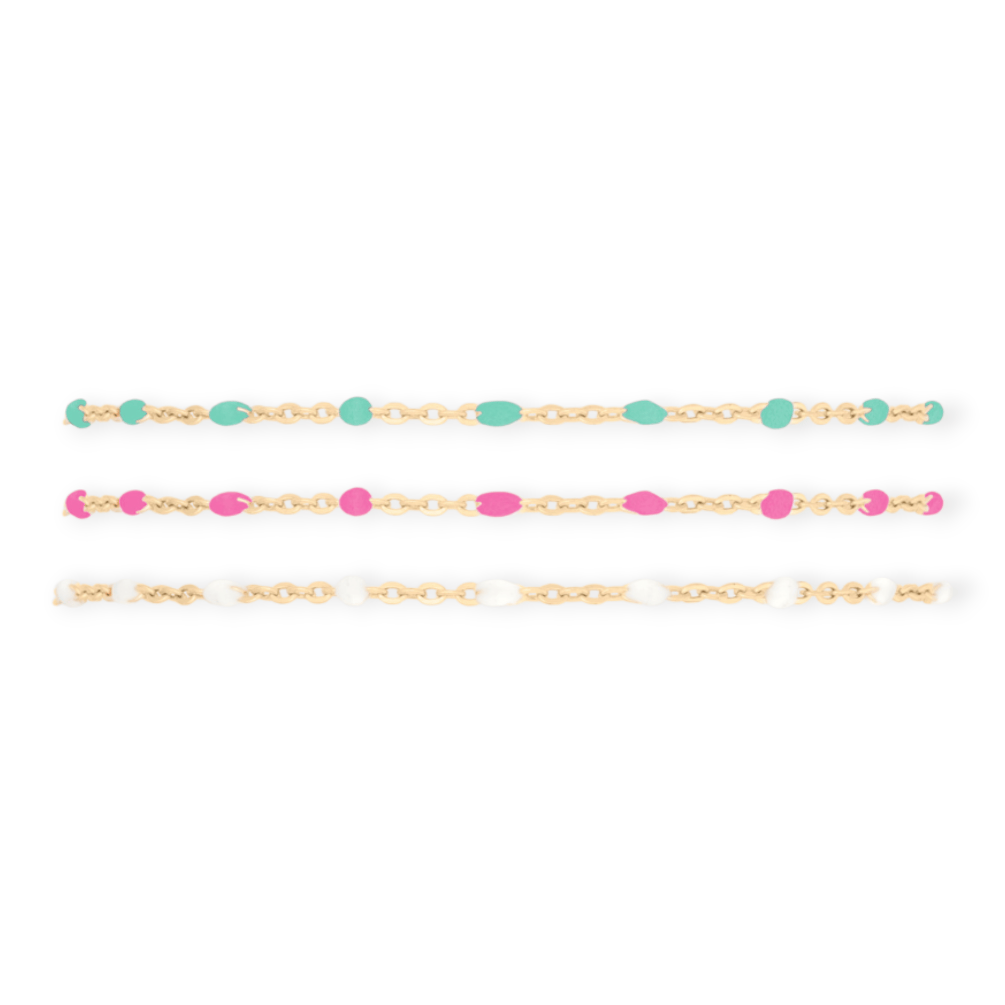 Cuffed by Nano LLC turquoise + pink + white daisy bracelet triple stack