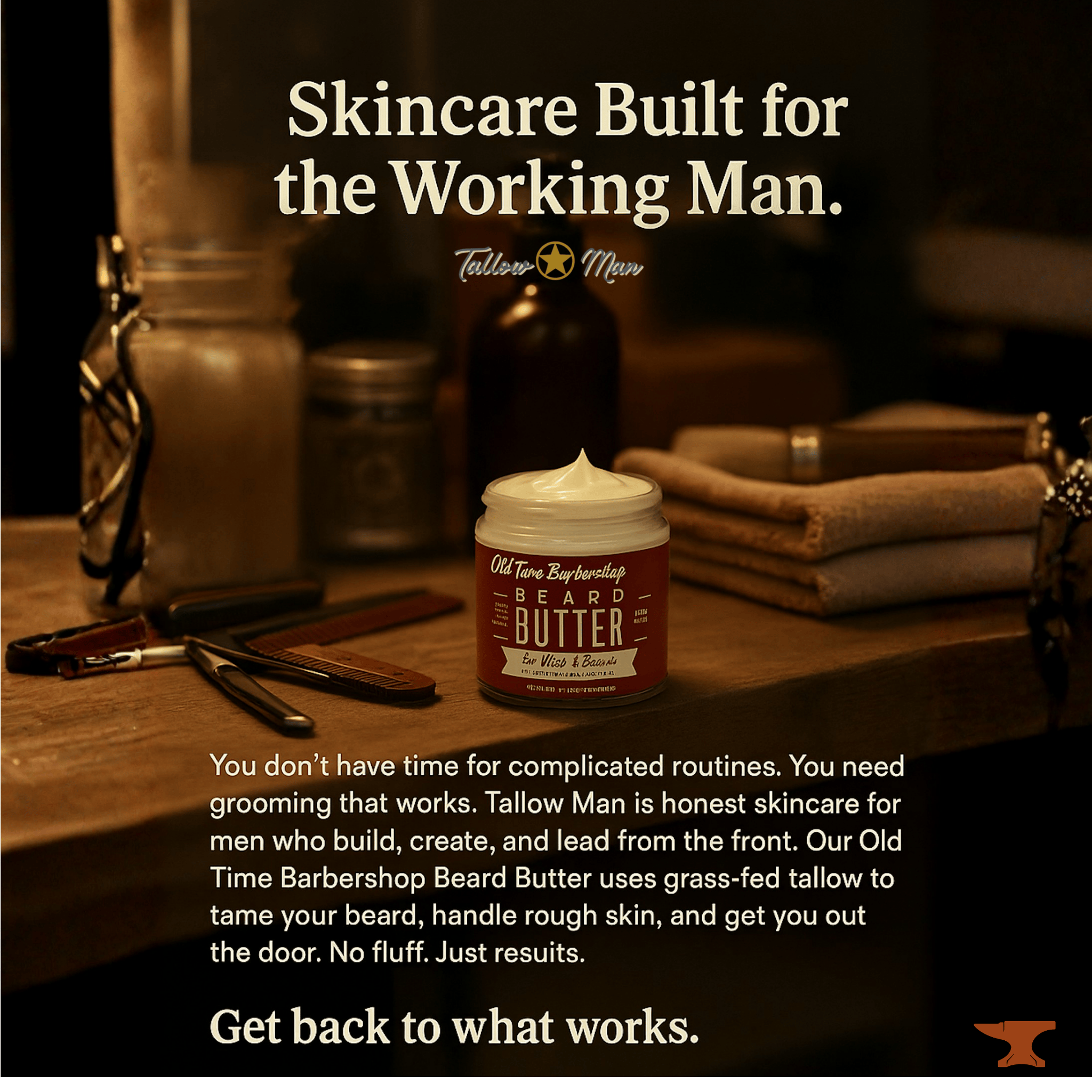 Lady May Tallow Body Cream/Lotion Bay Rum Beard & Body Butter for Men | Natural Tallow Moisturizer