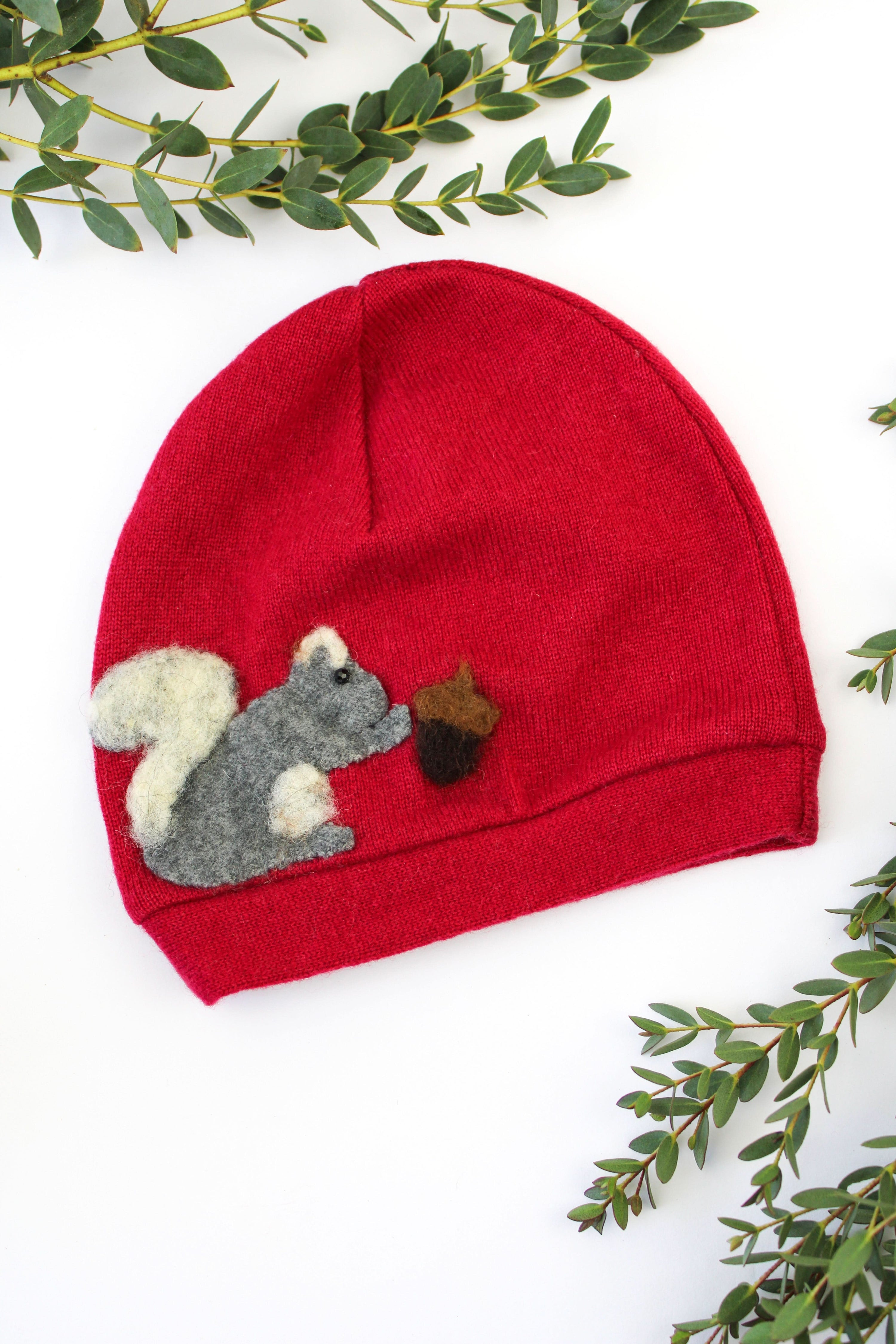 Ash & Rose hat Magenta Squirrel Cashmere Hat - Baby