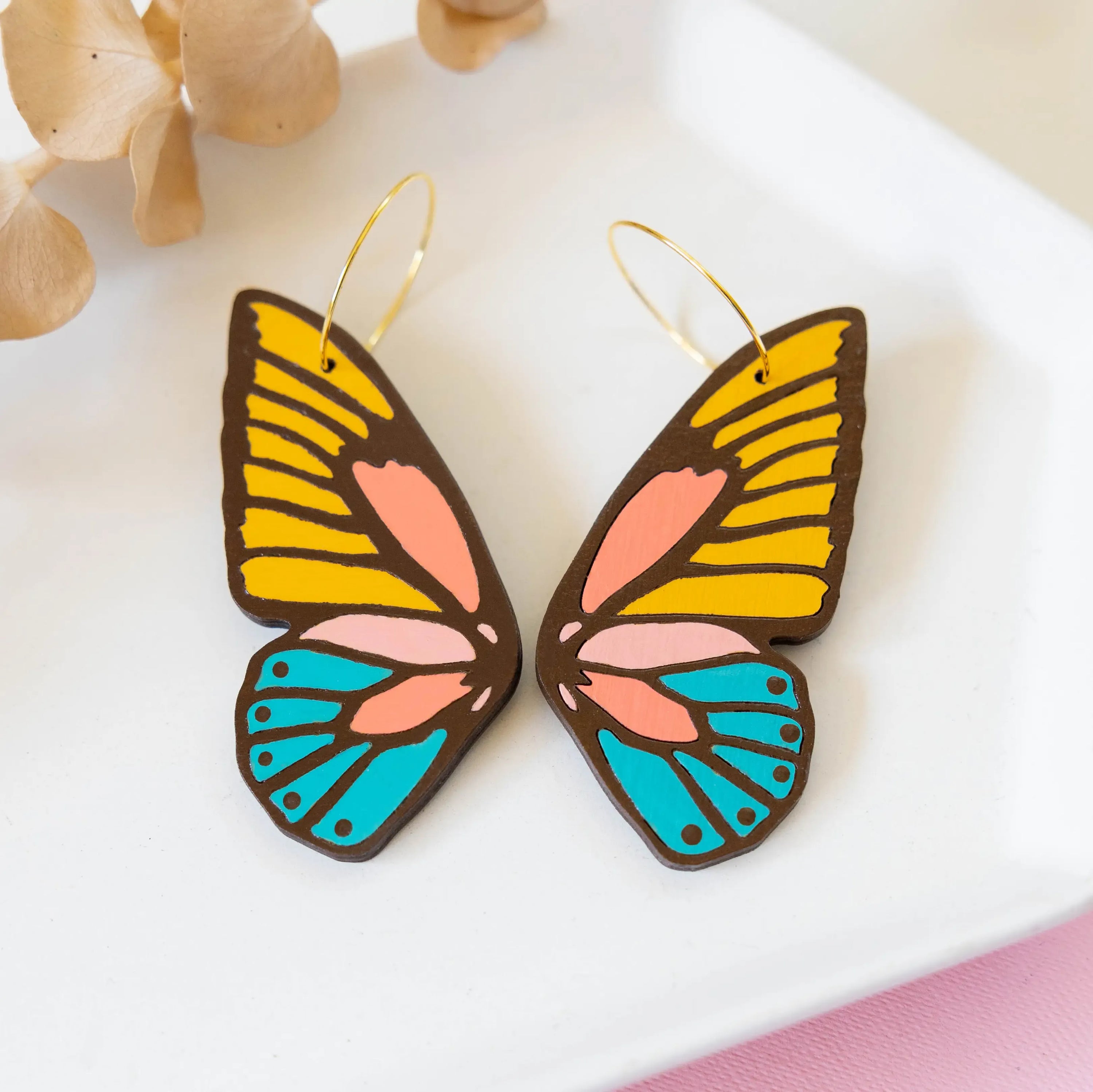 LE CHIC MIAMI Earrings 70s Butterfly Hoops