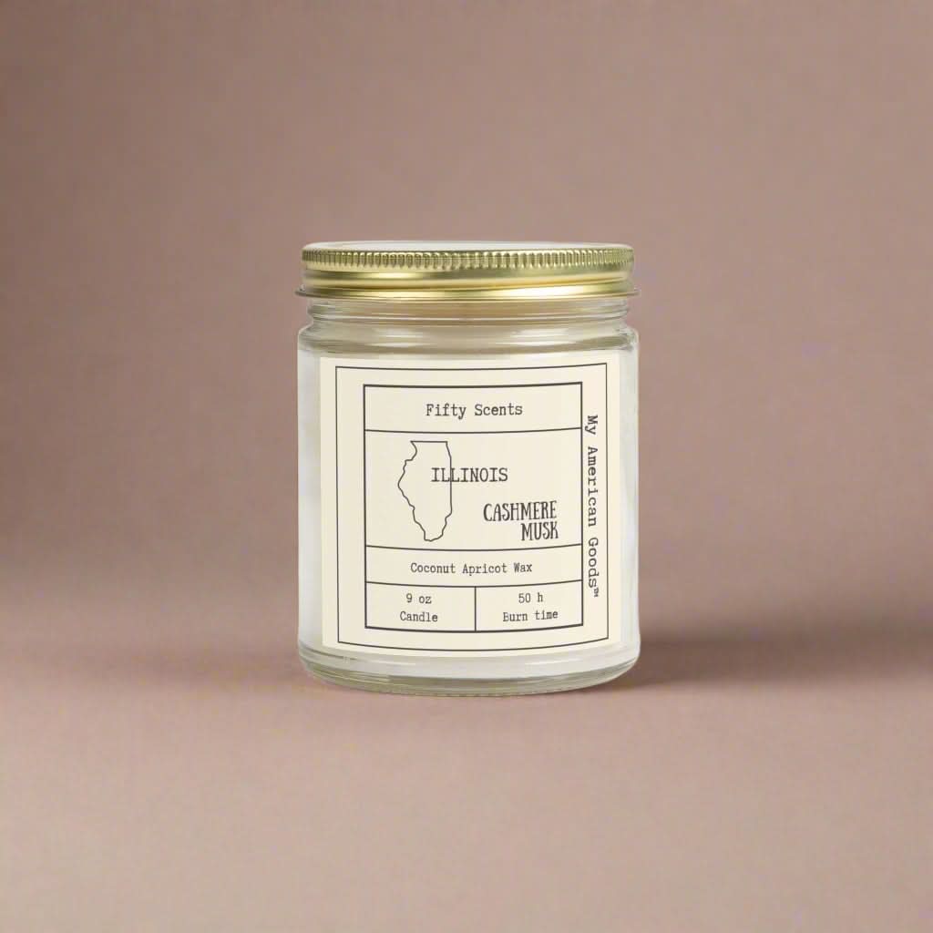 Illinois - Coconut Apricot Scented Candle | Cashmere Musk Aroma | Home Fragrance - My American Goods