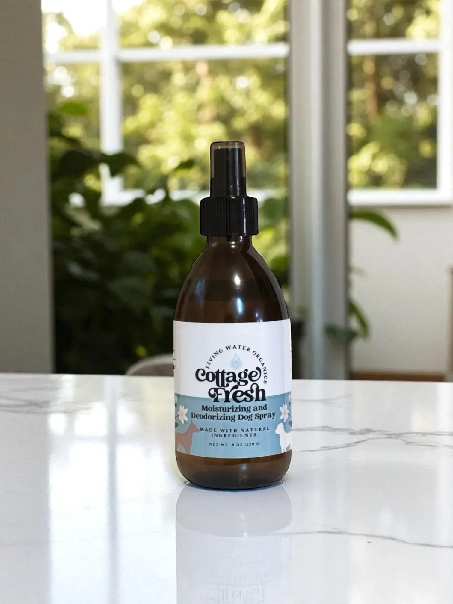 Living Water Organics Dog Spray Cottage Fresh Deodorizing & Moisturizing Dog Spray