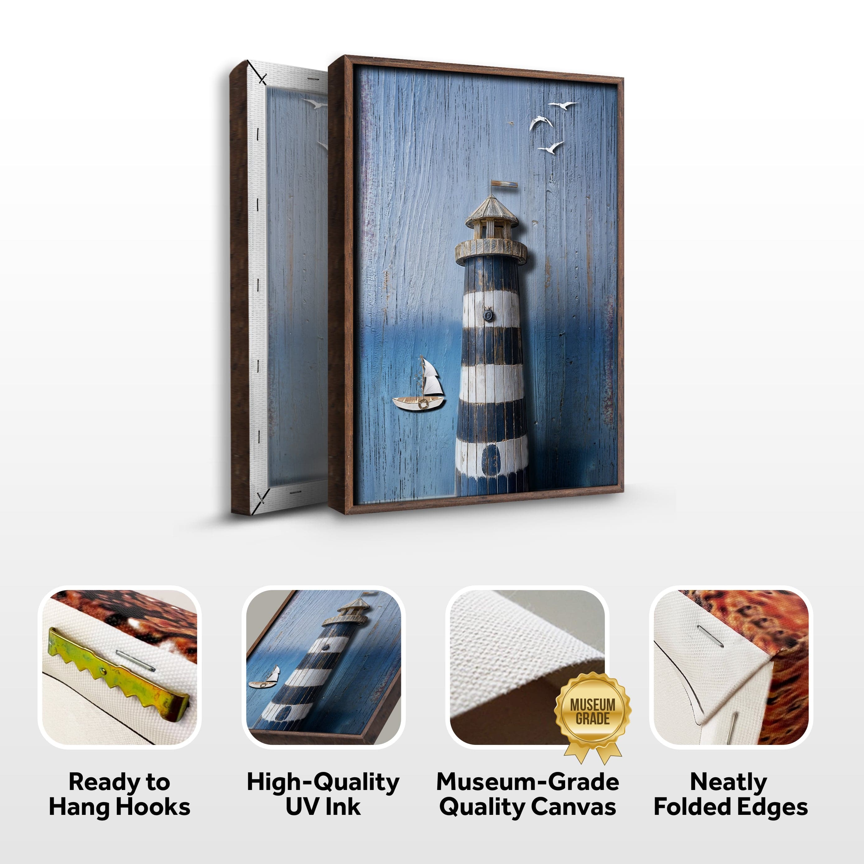Tailored Canvases Canvas Wooden Lighthouse Coastal Wall Art III