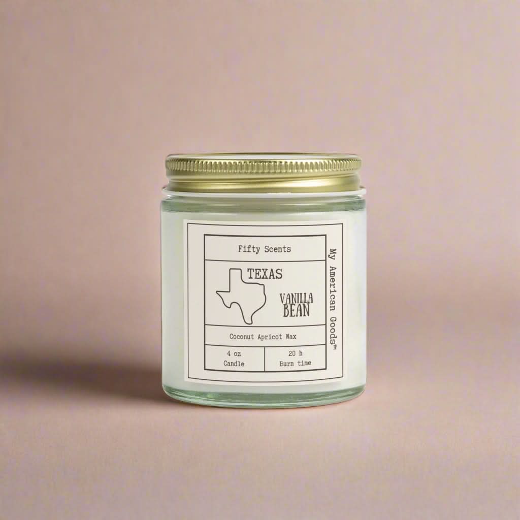 Texas - Vanilla Bean Scented Candle - Coconut Apricot Wax - My American Goods