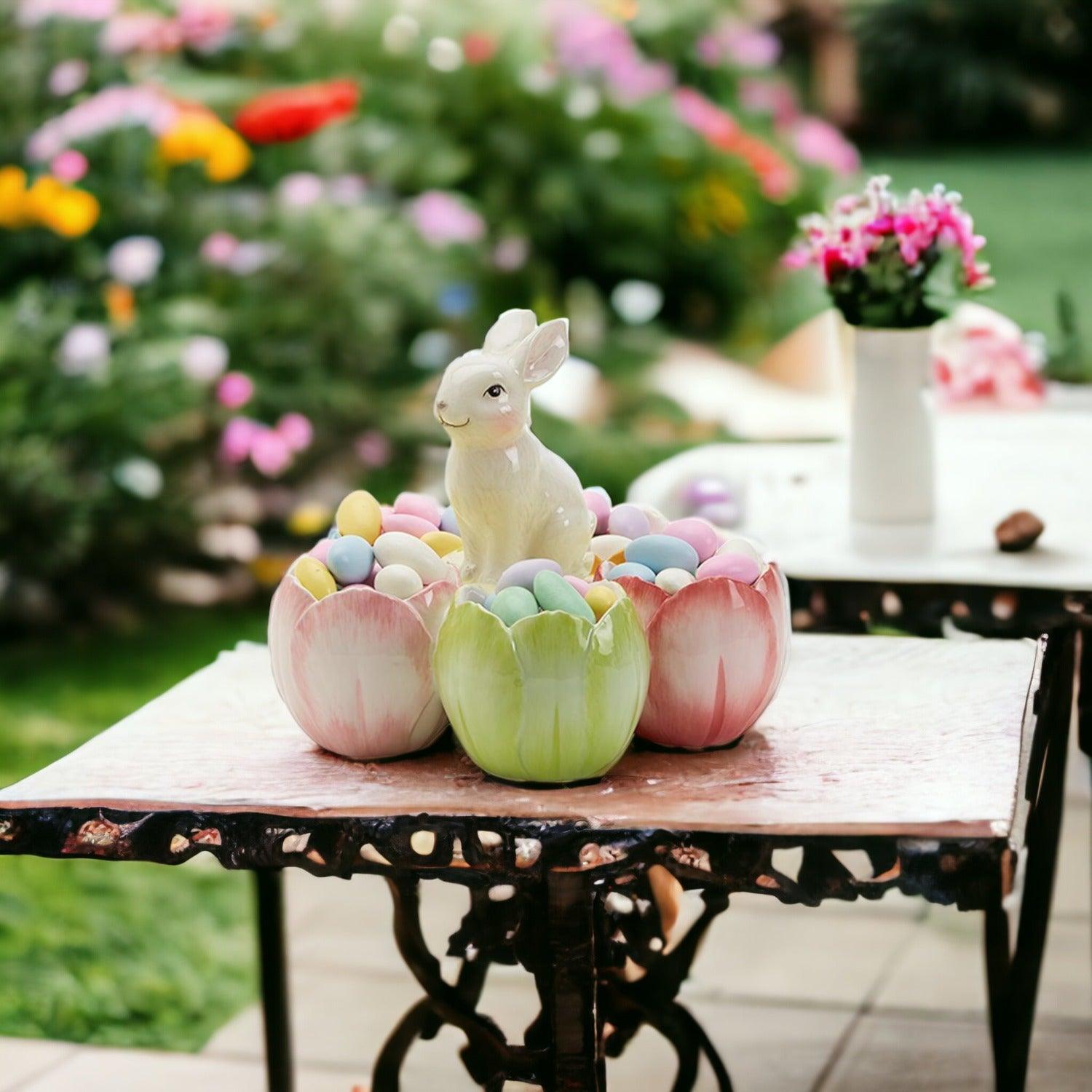 Gia Roma Wooden Easter Decor Tidbit Dish Pastel