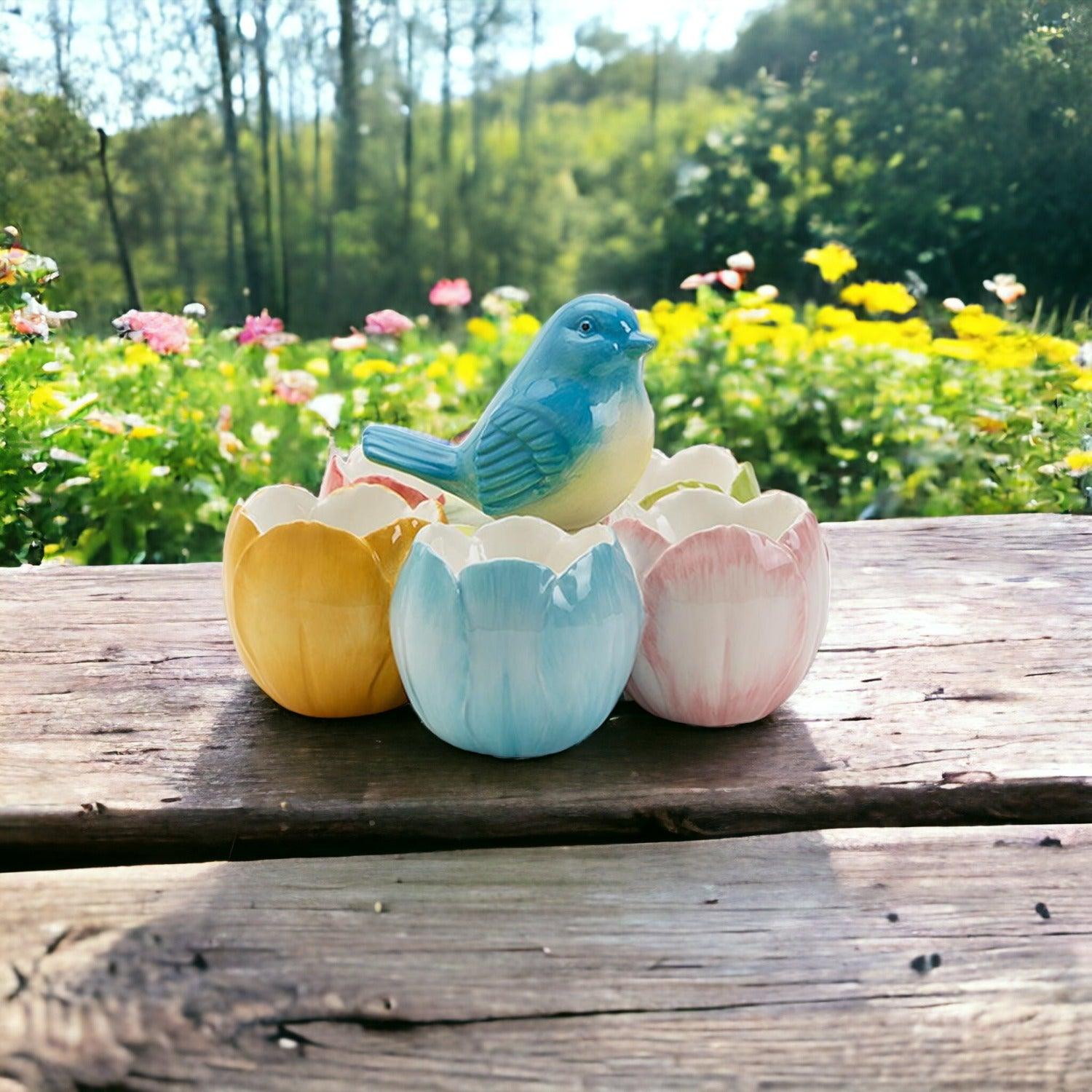 Gia Roma Wooden Easter Decor Tidbit Dish Pastel