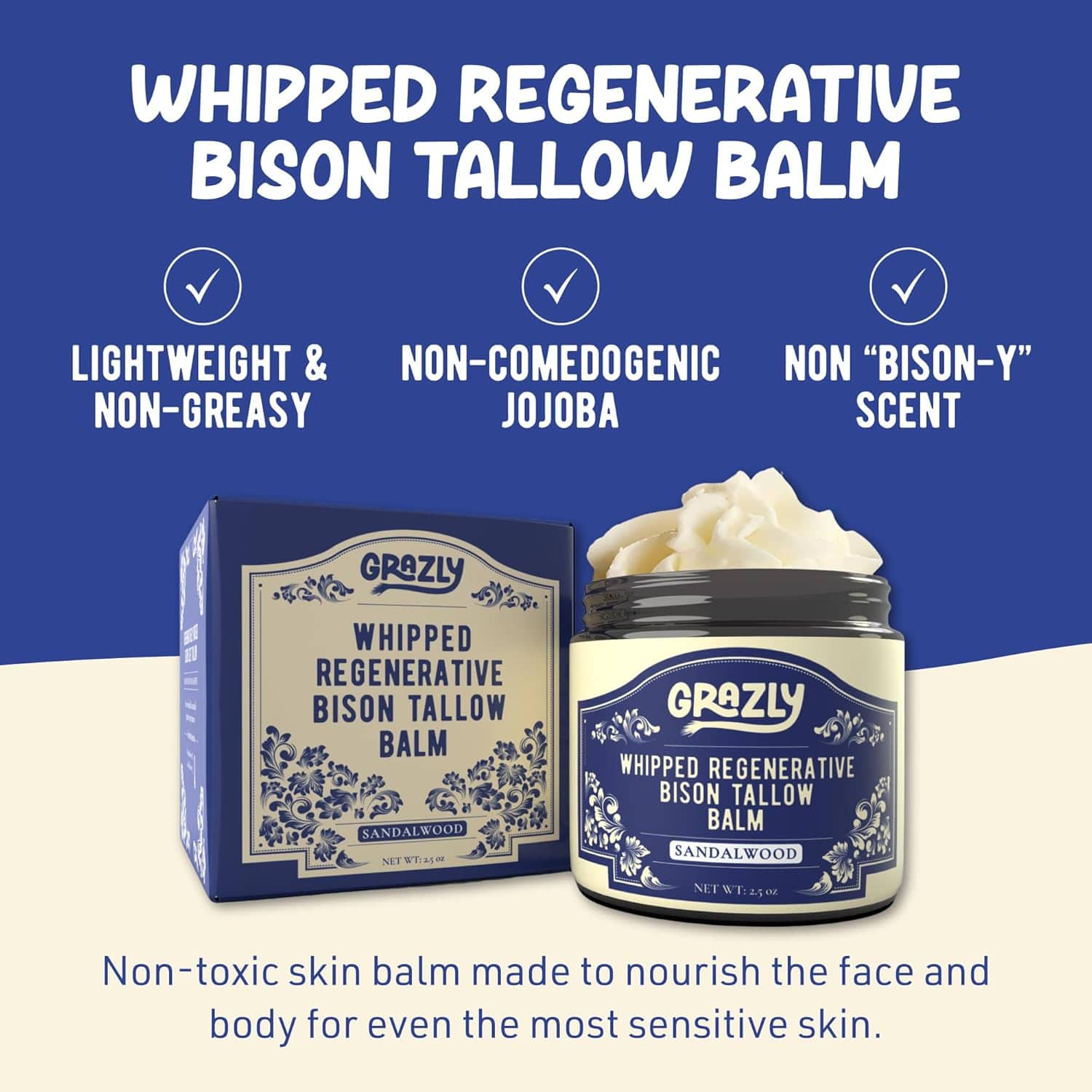 Whipped Bison Tallow & Manuka Honey Moisturizing Balm