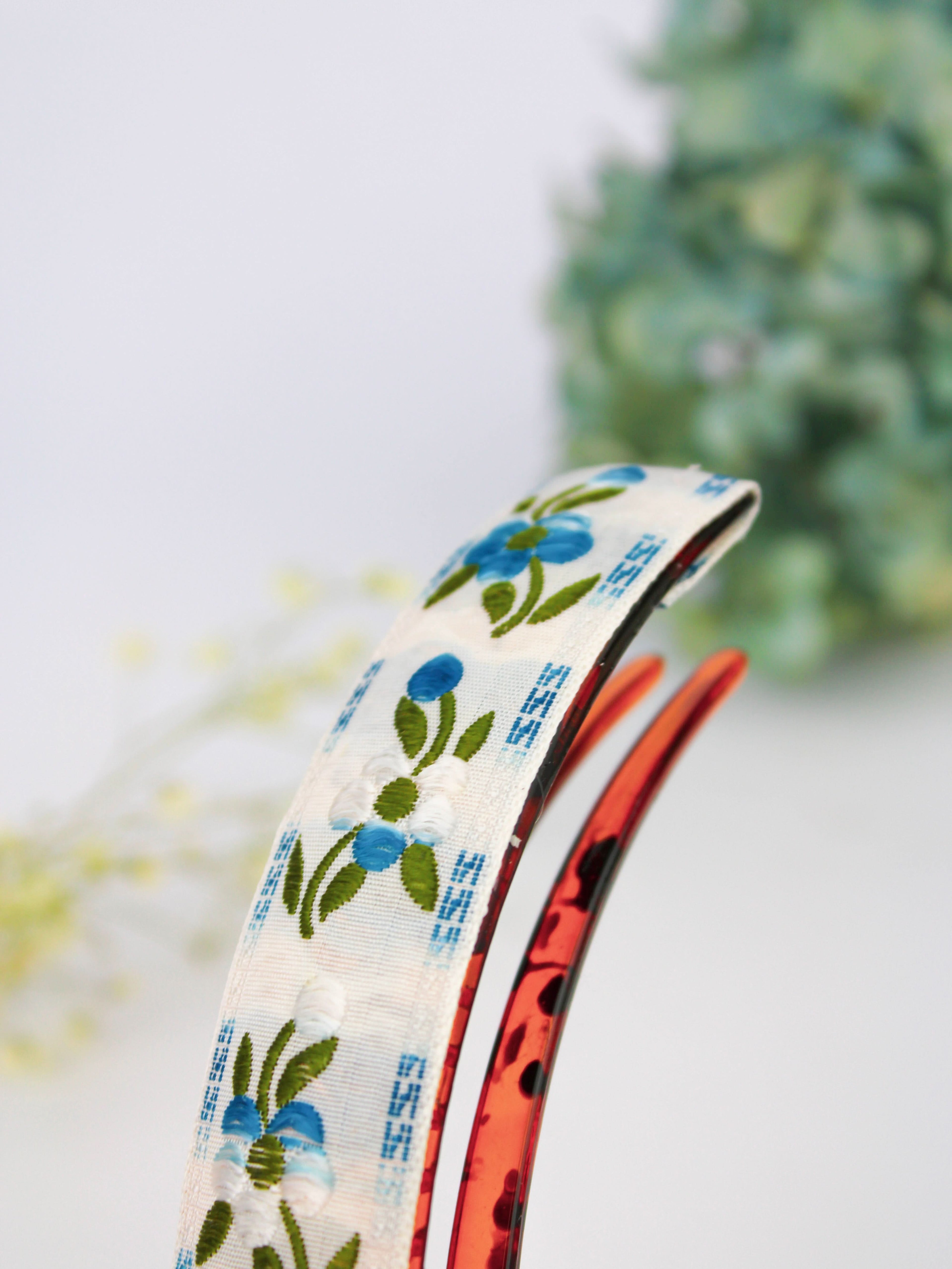 Blue Clematis Floral Ribbon Hair Clip - My American Goods