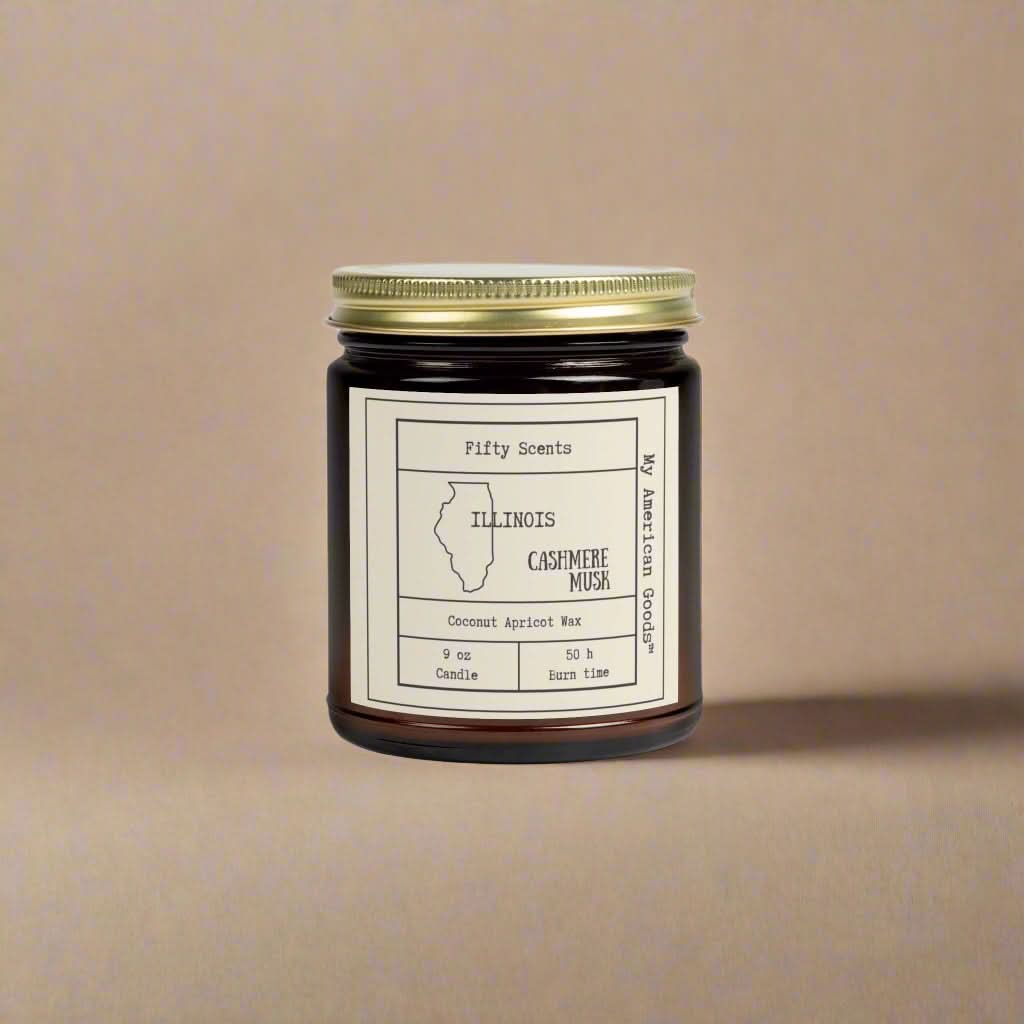 Illinois - Coconut Apricot Scented Candle | Cashmere Musk Aroma | Home Fragrance - My American Goods