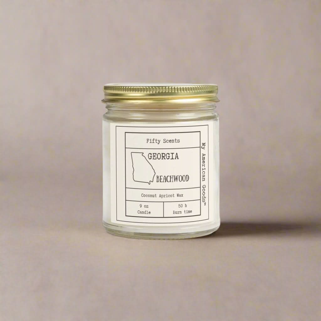 Georgia - Cozy Scented Candles - Coconut Apricot Wax - Beachwood Fragrance - My American Goods