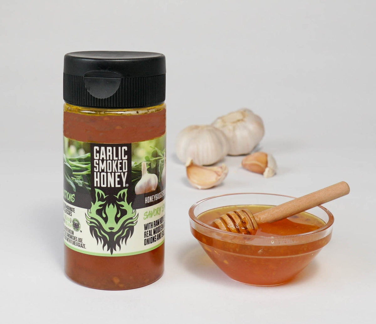 Honey Badgers Bee Farm Garlic Honey Smoked Garlic Honey