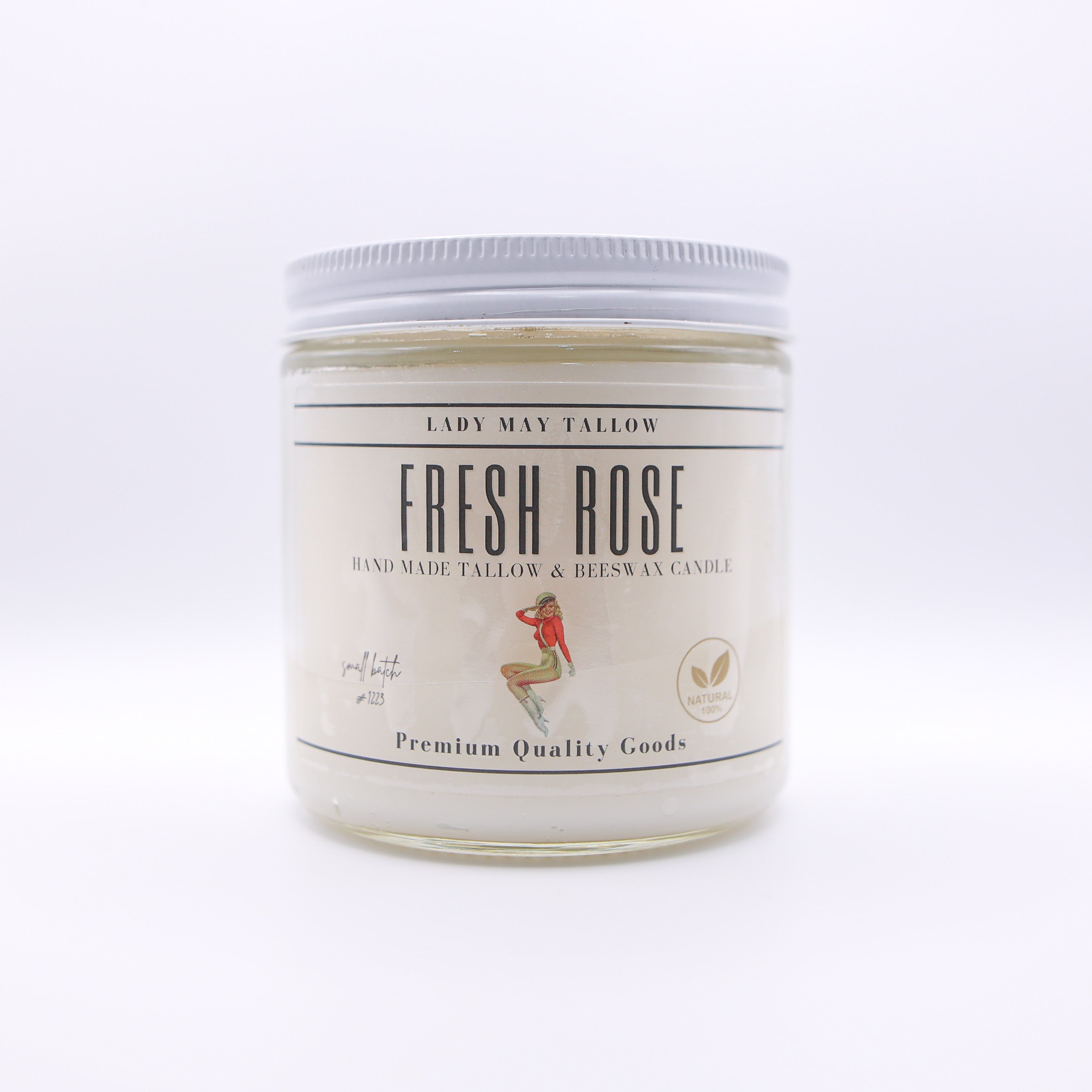 Fresh Rose Tallow & Beeswax Candle | All Natural, Non-toxic, Clean Burning