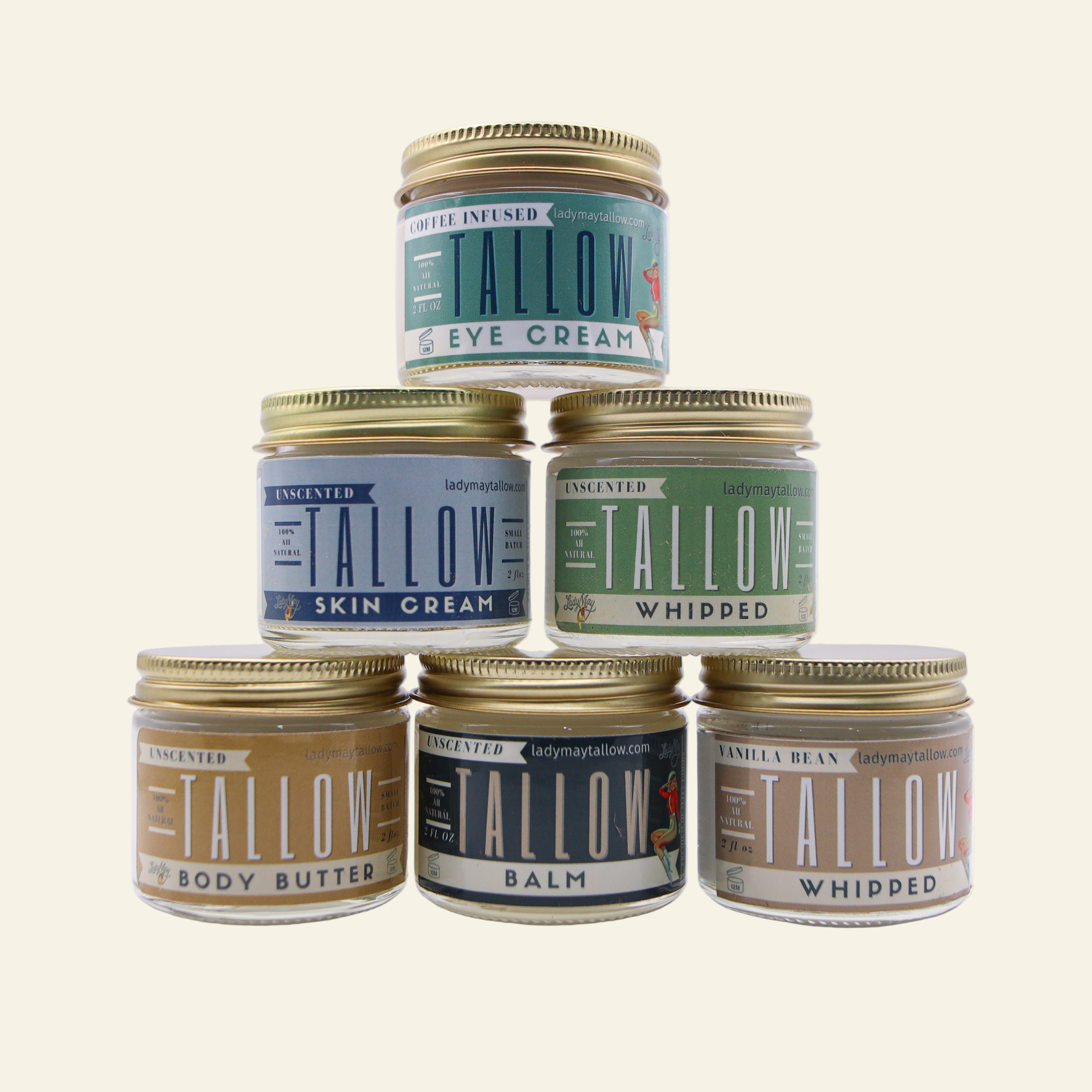 6 Pack Travel Tallow Set | Premium Quality All Natural Gift Box by The Lady May