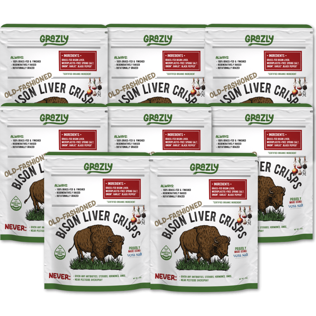 Grazly Bison Crisp Old Fashioned / 8 Pack Bison Liver Crisps - 100% Grass-Fed/Finished