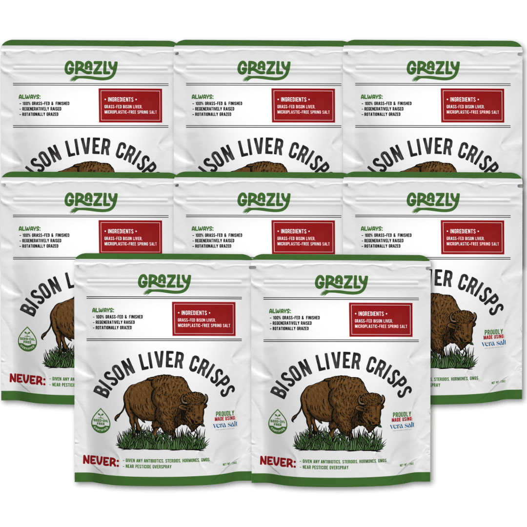 Grazly Bison Crisp Plain / 8 Pack Bison Liver Crisps - 100% Grass-Fed/Finished
