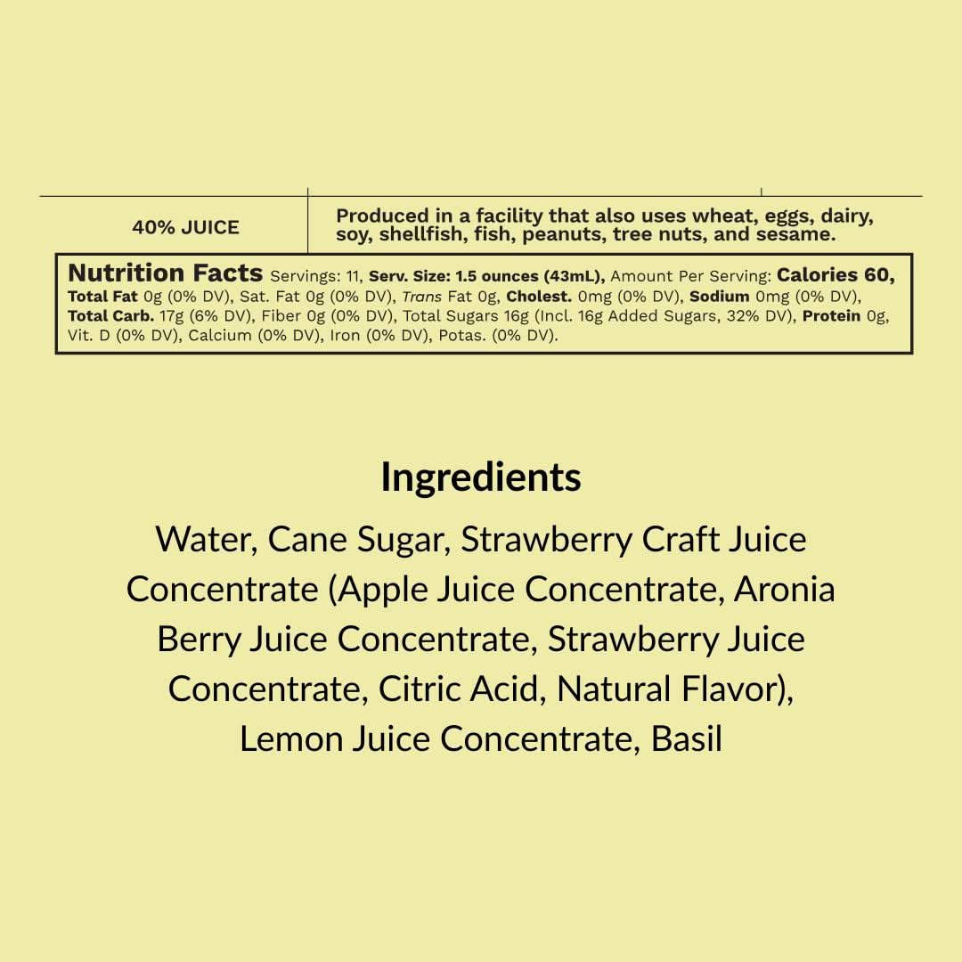 Strawberry & Basil Cocktail-Mocktail Mixer, 16 fl oz - My American Goods