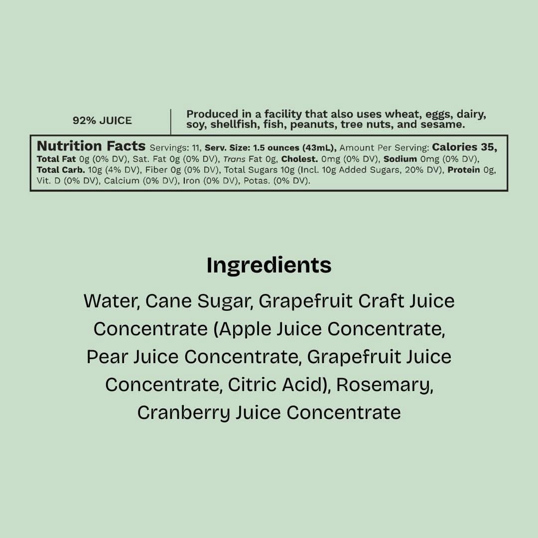 Wood Stove Kitchen Cocktail and Drink Mixers Grapefruit & Rosemary Mixer, 16 fl oz